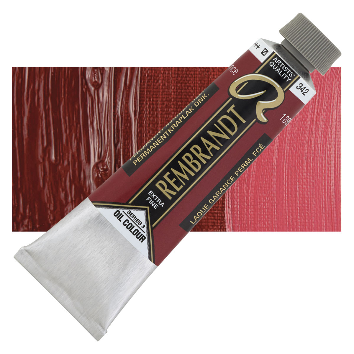 Rembrandt Artists' Oil Color - Permanent Madder Deep, 40 ml tube and swatch