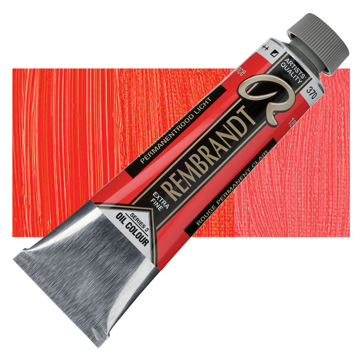 Rembrandt Artists' Oil Color - Permanent Red Light, 40 ml tube and swatch