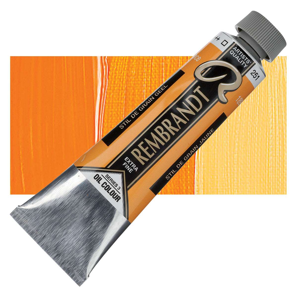 Rembrandt Artists' Oil Color - Stil De Grain Yellow, 40 ml tube and swatch