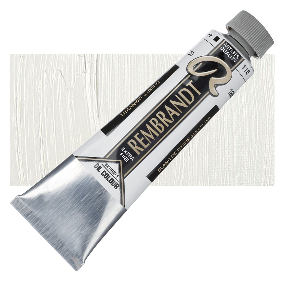 Rembrandt Artists' Oil Color - Titanium White (Linseed), 40 ml tube and swatch