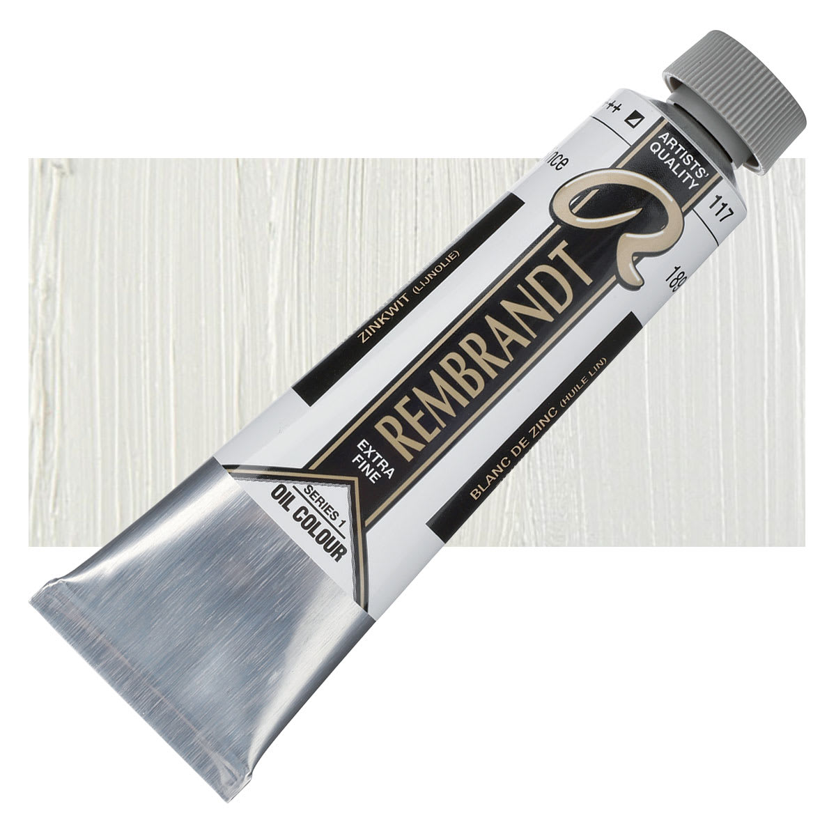 Rembrandt Artists' Oil Color - Zinc White (Linseed), 40 ml tube and swatch