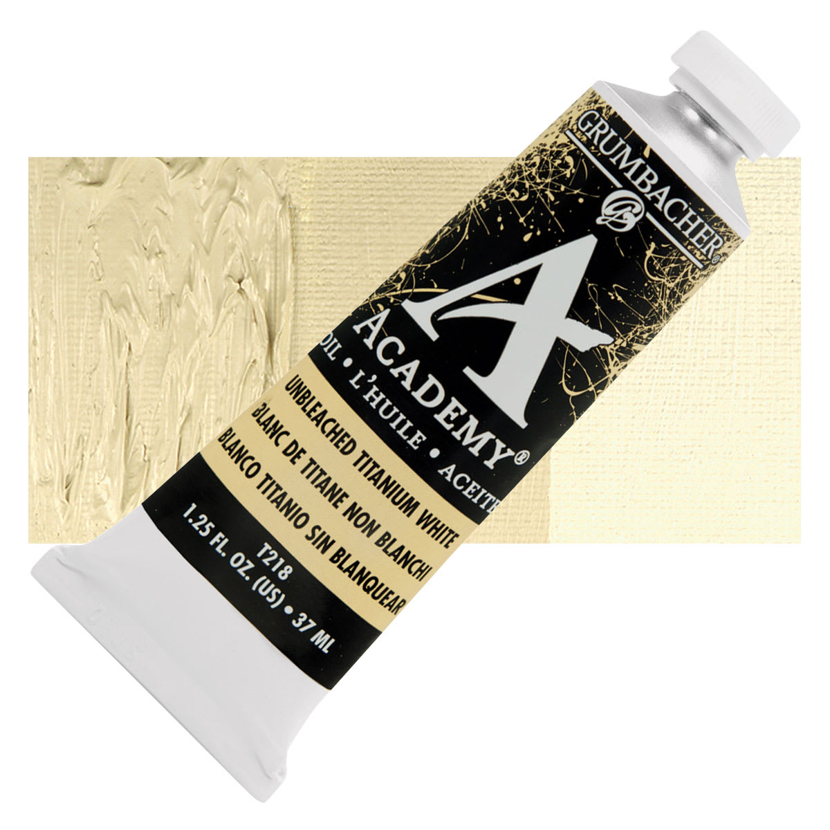 Grumbacher Academy Oil Color - Unbleached Titanium White, 37 ml tube and swatch