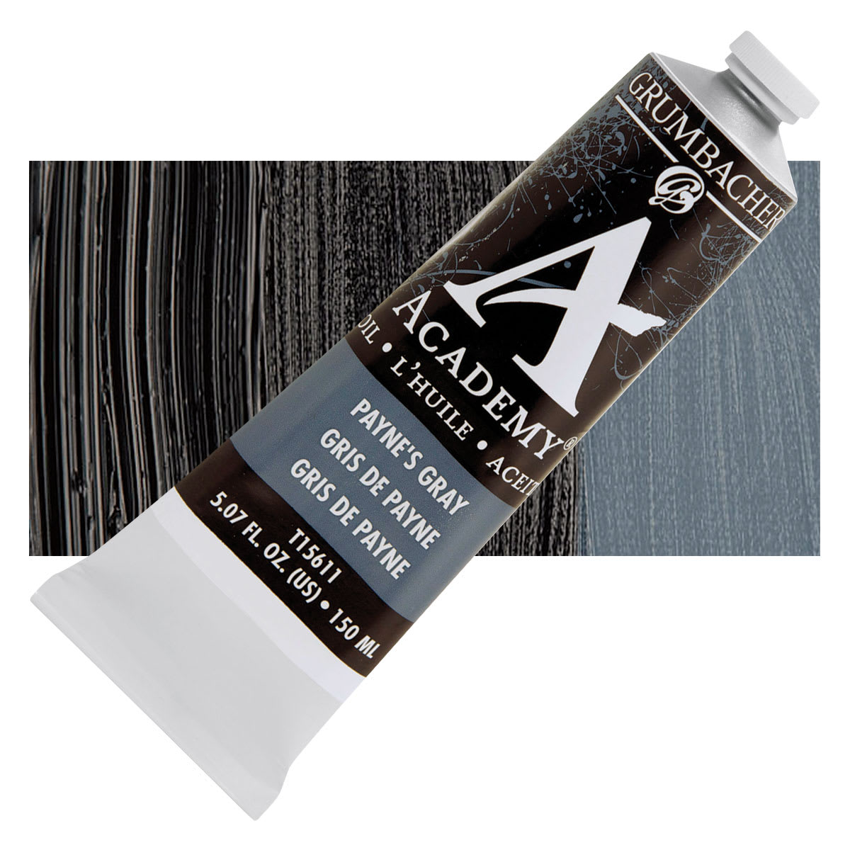 Grumbacher Academy Oil Color - Payne's Gray, 150 ml tube and swatch