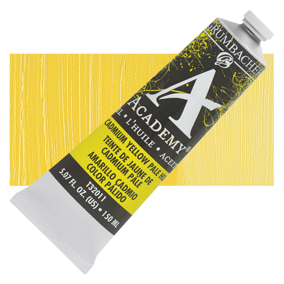 Grumbacher Academy Oil Color - Cadmium Yellow Pale Hue, 150 ml tube and swatch