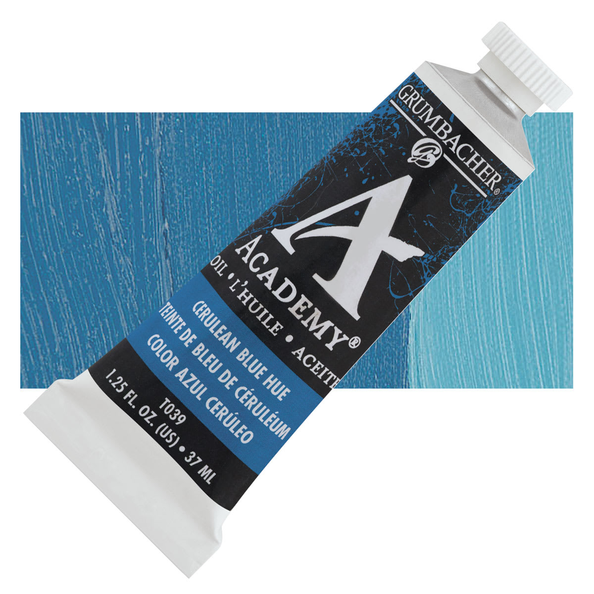 Grumbacher Academy Oil Color - Cerulean Blue Hue, 37 ml tube and swatch