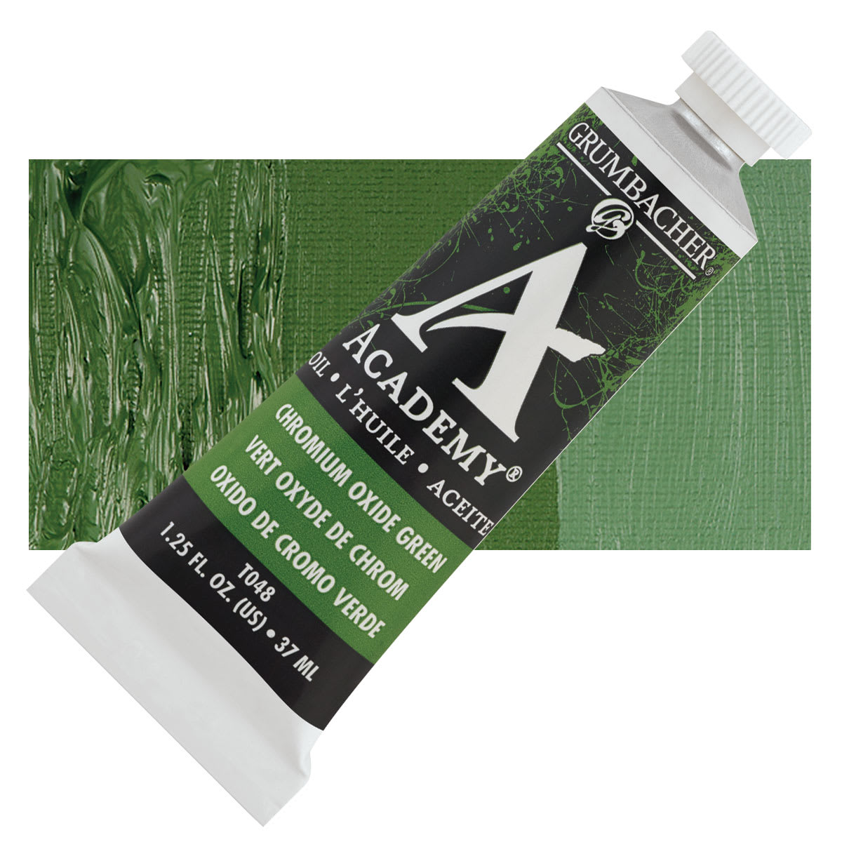 Grumbacher Academy Oil Color - Chromium Oxide Green, 37 ml tube and swatch