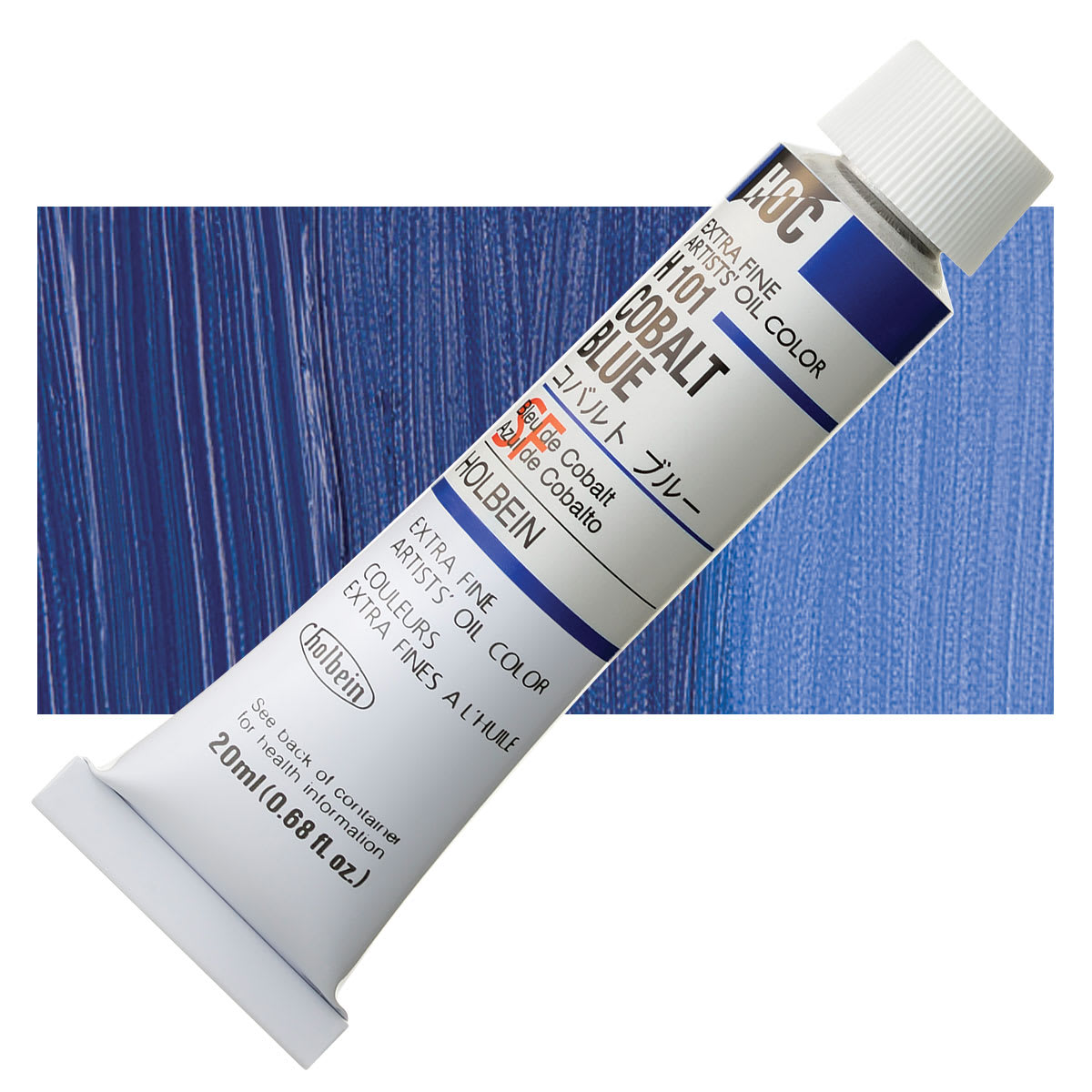Holbein Artists' Oil Color - Cobalt Blue, 20 ml tube and swatch