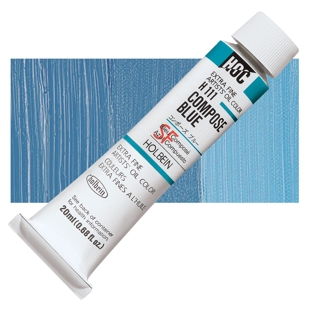 Holbein Artists' Oil Color - Compose Blue, 20 ml tube and swatch