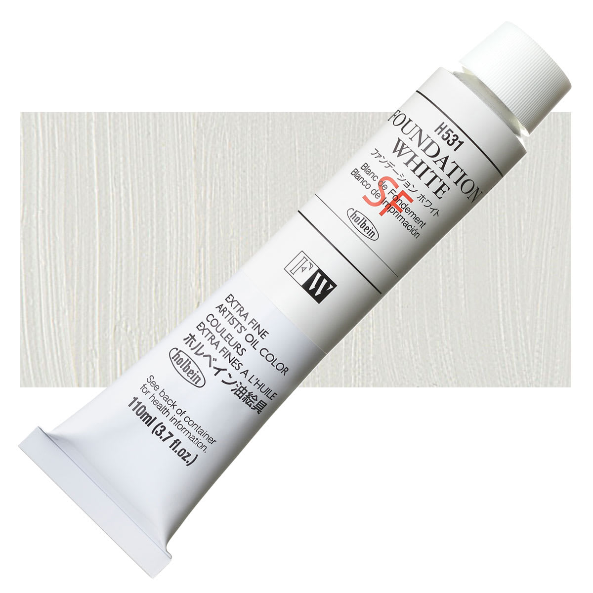 Holbein Artists' Oil Color - Foundation White, 110 ml tube and swatch
