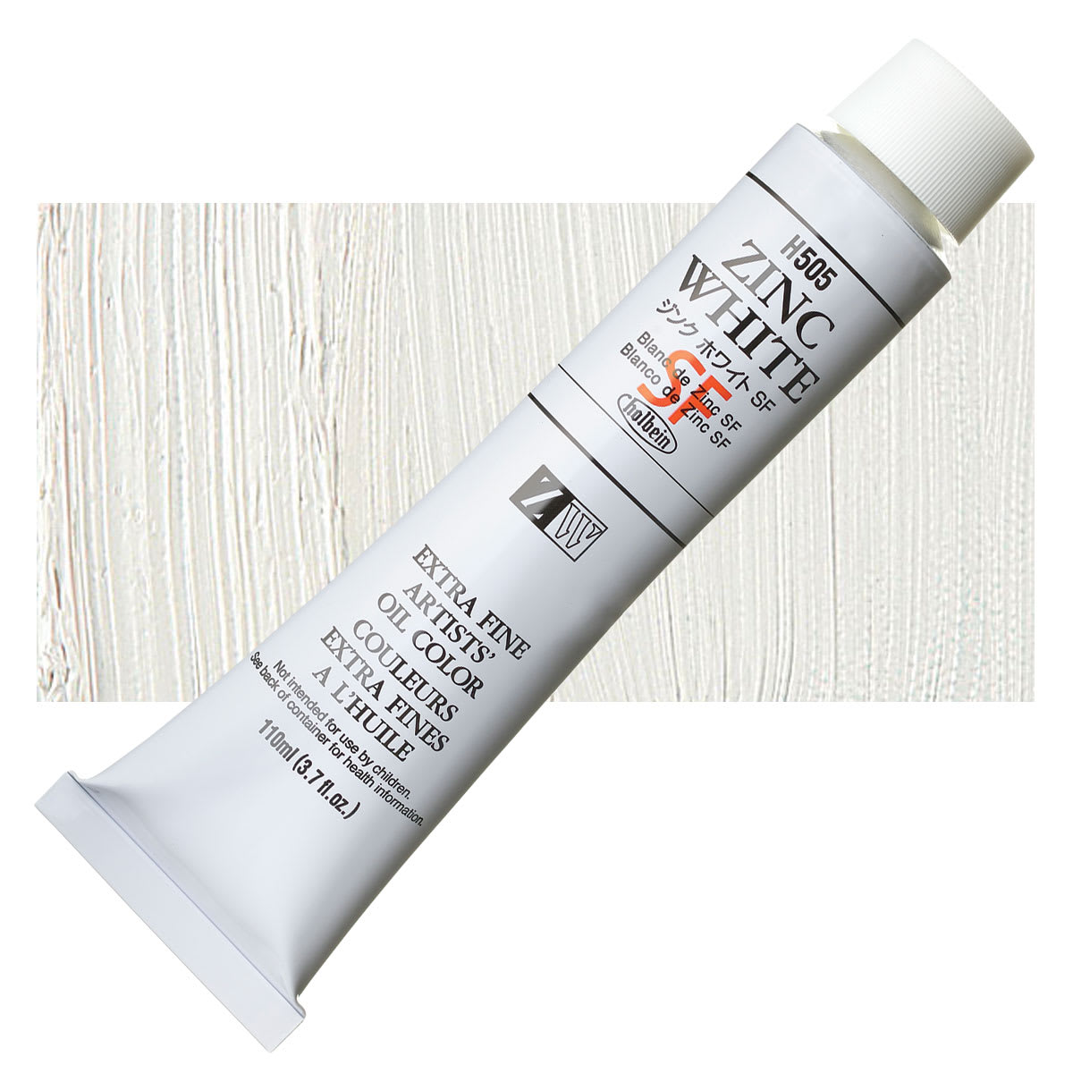 Holbein Artists' Oil Color - Zinc White, 110 ml tube and swatch