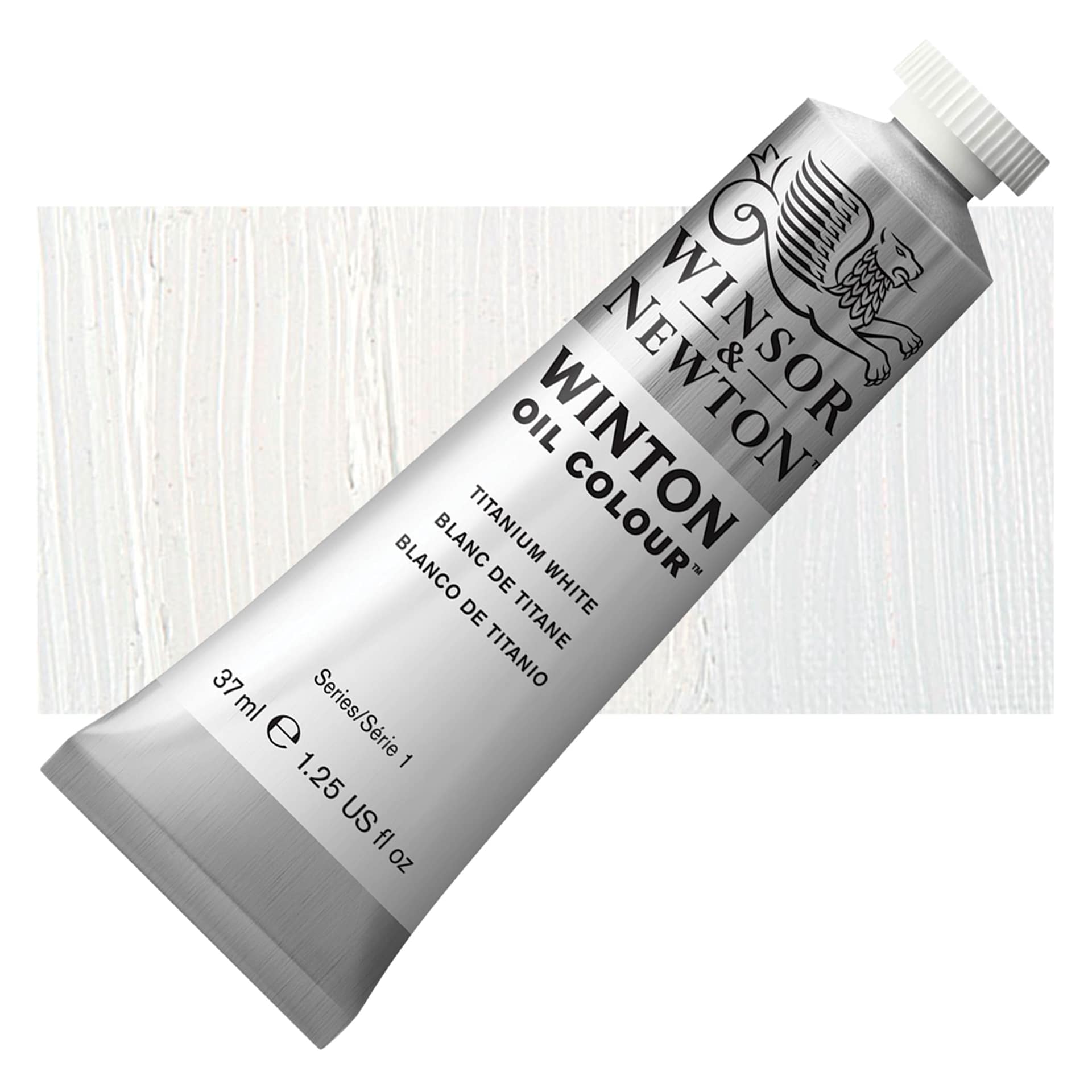 Winsor & Newton Winton Oil Color - Titanium White, 37 ml tube and swatch