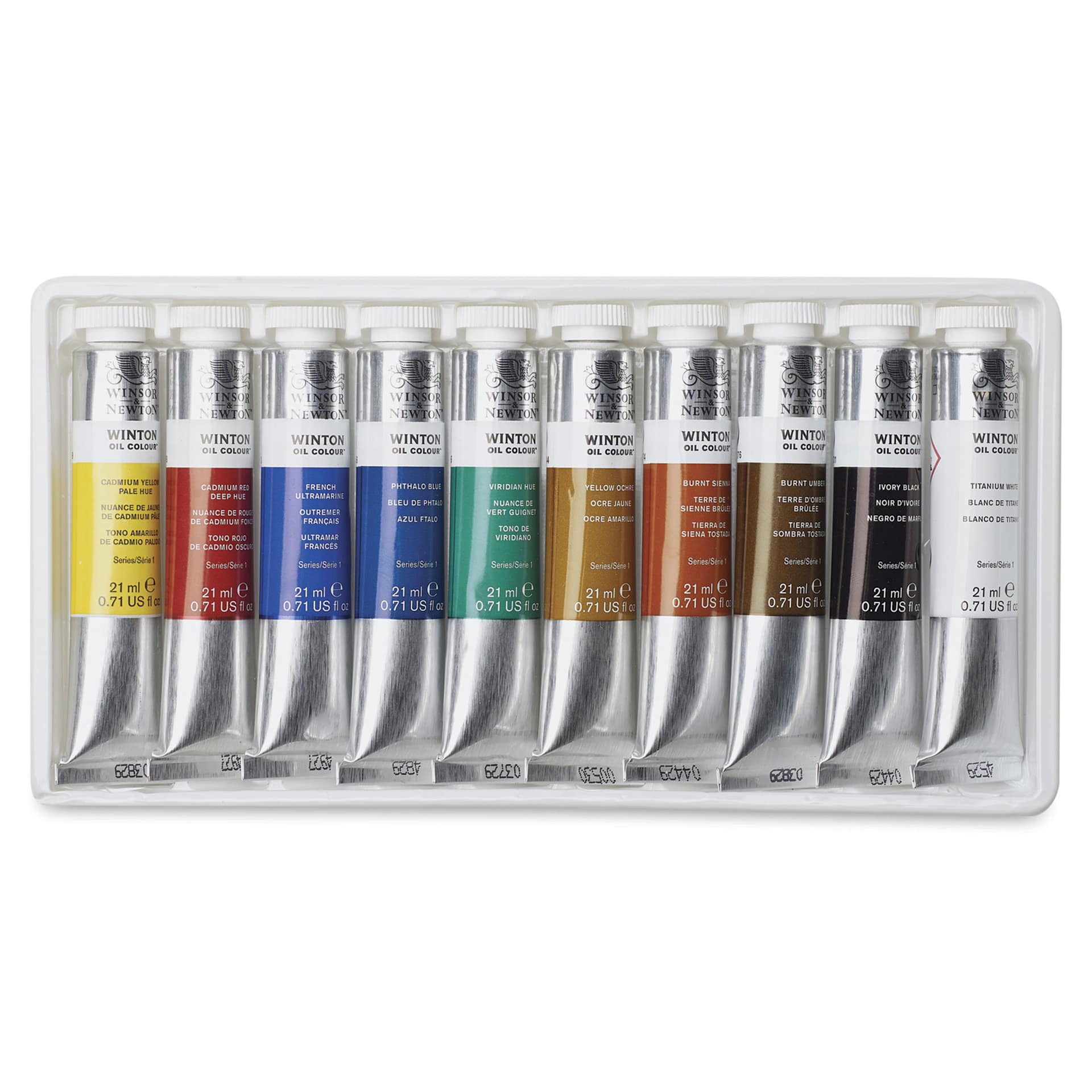 Winsor & Newton Winton Oil Paint - Set of 10, Assorted Colors, 21 ml, Tubes, open packaging