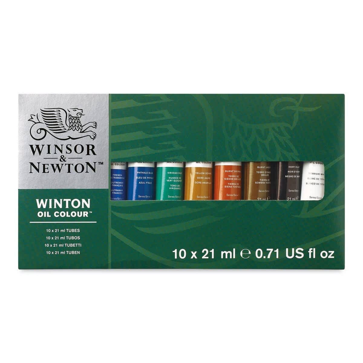Winsor & Newton Winton Oil Paint - Set of 10, Assorted Colors, 21 ml, Tubes (Front of packaging) Winsor & Newton Winton Oil Paint - Set of 10, Assorted Colors, 21 ml, Tubes (Front of packaging)