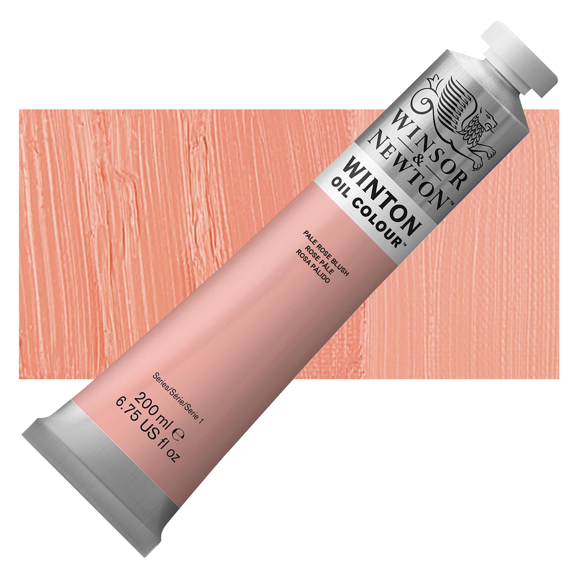 Winsor & Newton Winton Oil Color - Pale Rose Blush, 200 ml tube and swatch Winsor & Newton Winton Oil Color - Pale Rose Blush, 200 ml tube and swatch
