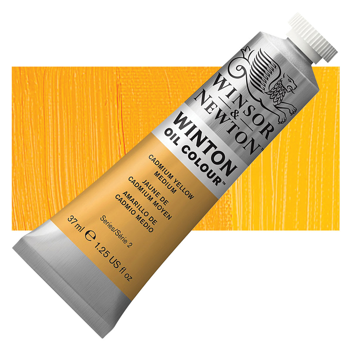 Winsor & Newton Winton Oil Color - Cadmium Yellow Medium, 37 ml tube and swatch