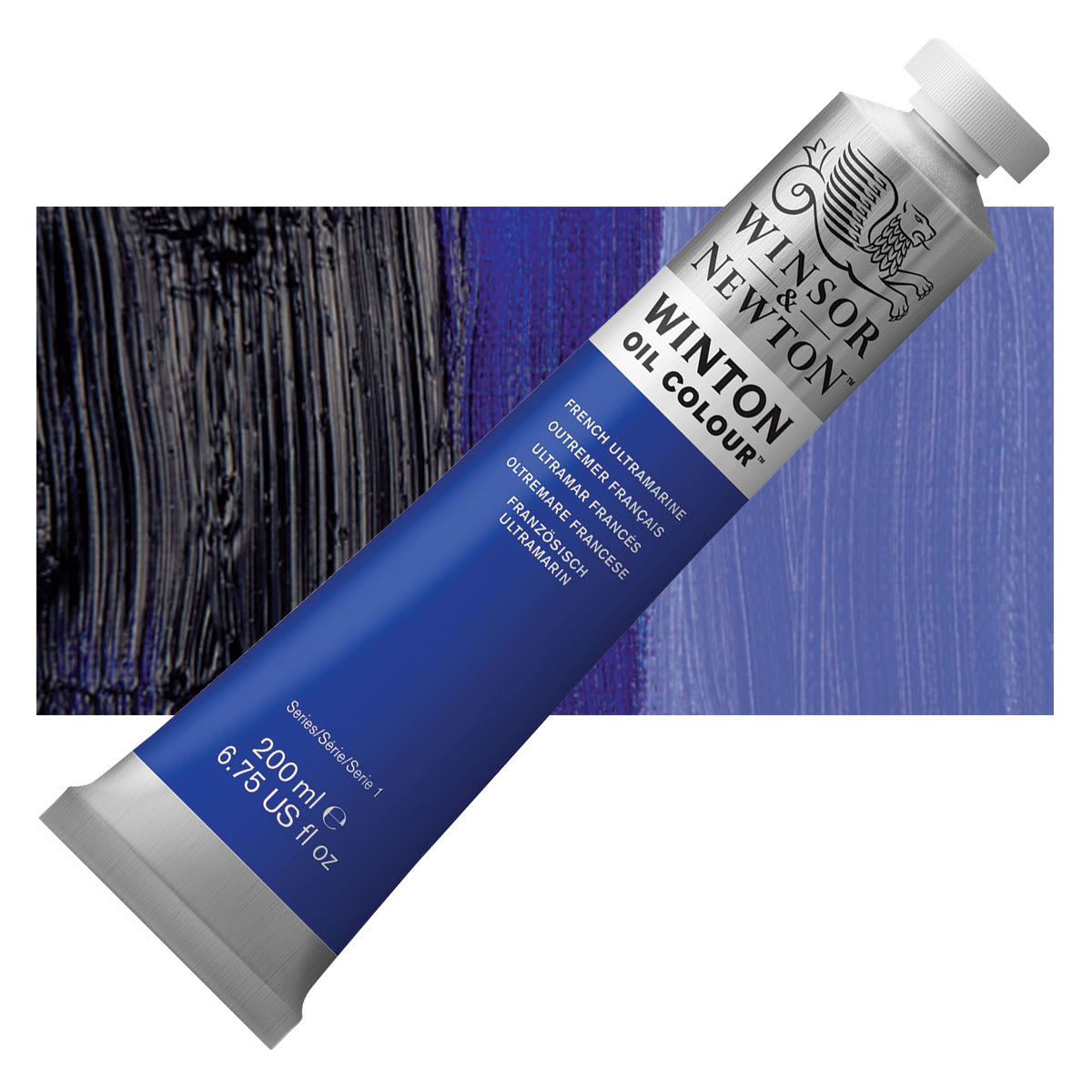 Winsor & Newton Winton Oil Color - French Ultramarine, 200 ml tube and swatch