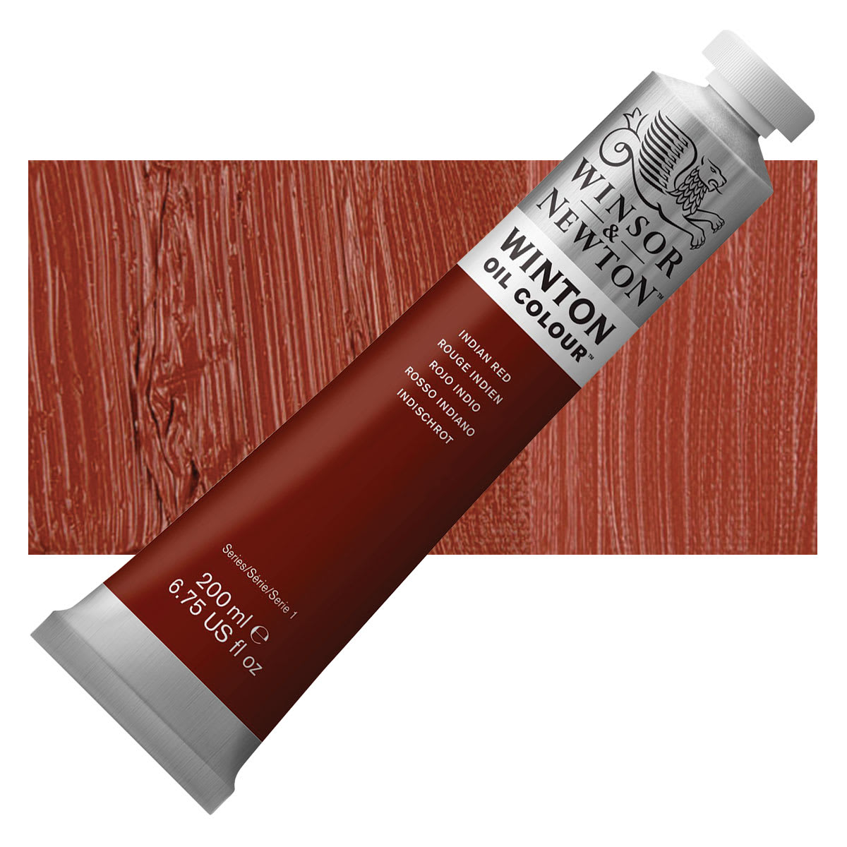 Winsor & Newton Winton Oil Color - Indian Red, 200 ml tube and swatch Winsor & Newton Winton Oil Color - Indian Red, 200 ml tube and swatch