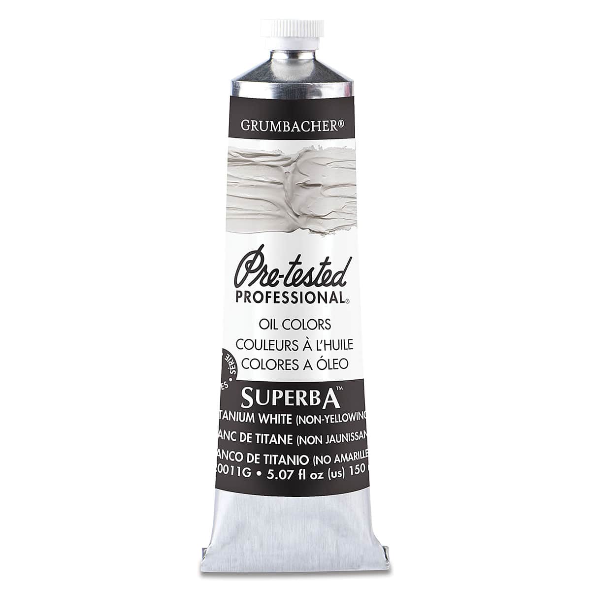 Grumbacher Pre-Tested Artists' Oil Color - Superba White, 5 oz tube