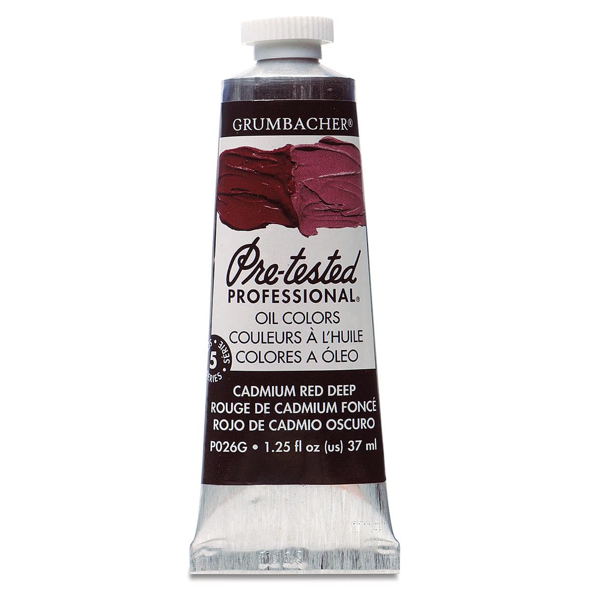 Grumbacher Pre-Tested Artists' Oil Color - Cadmium Red Deep, 1.25 oz tube