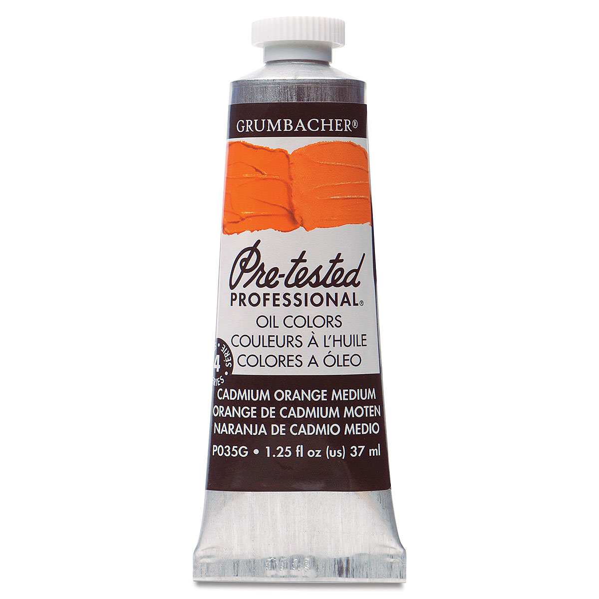 Grumbacher Pre-Tested Artists' Oil Color - Cadmium Orange Medium, 1.25 oz tube