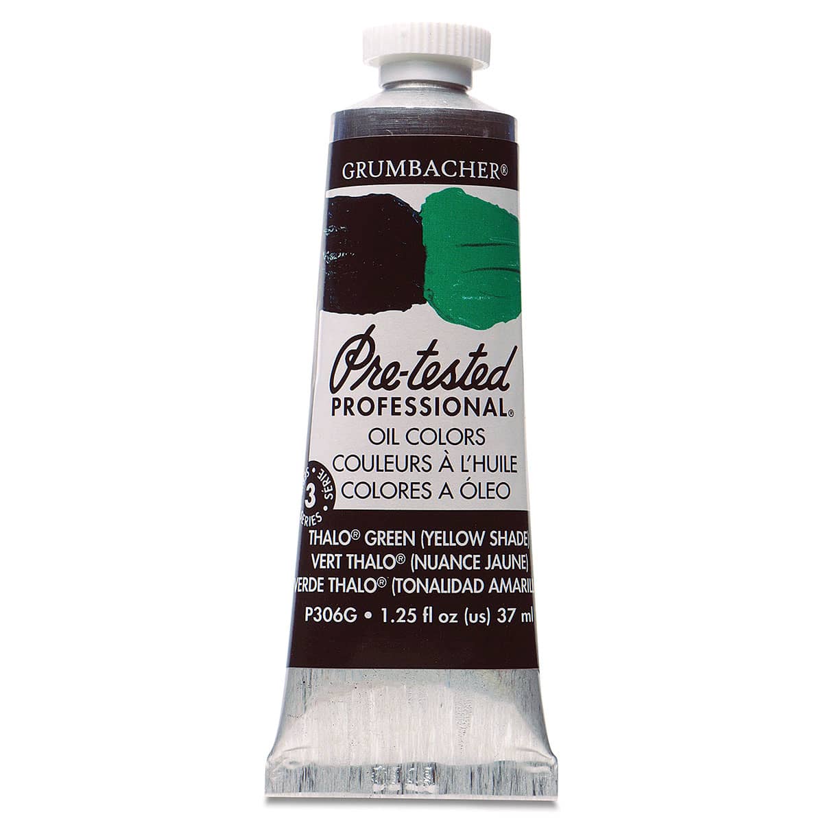Grumbacher Pre-Tested Artists' Oil Color - Thalo Green (Yellow Shade), 1.25 oz tube