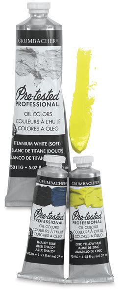 Grumbacher Pre-Tested Artists' Oil Paints - 3 tubes of Paint shown upright Grumbacher Pre-Tested Artists' Oil Paints - 3 tubes of Paint shown upright