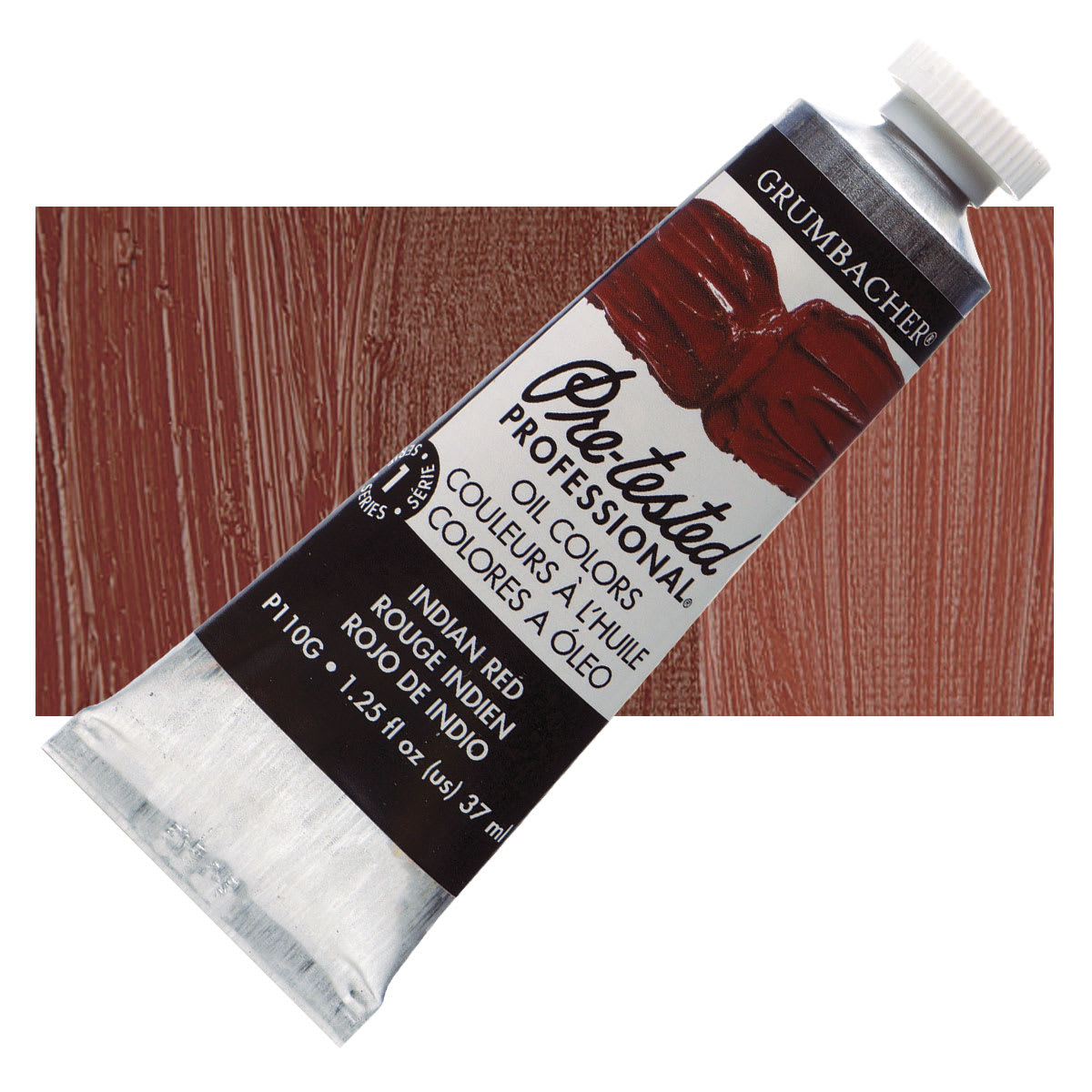 Grumbacher Pre-Tested Artists' Oil Color - Indian Red, 1.25 oz tube and swatch Grumbacher Pre-Tested Artists' Oil Color - Indian Red, 1.25 oz tube and swatch