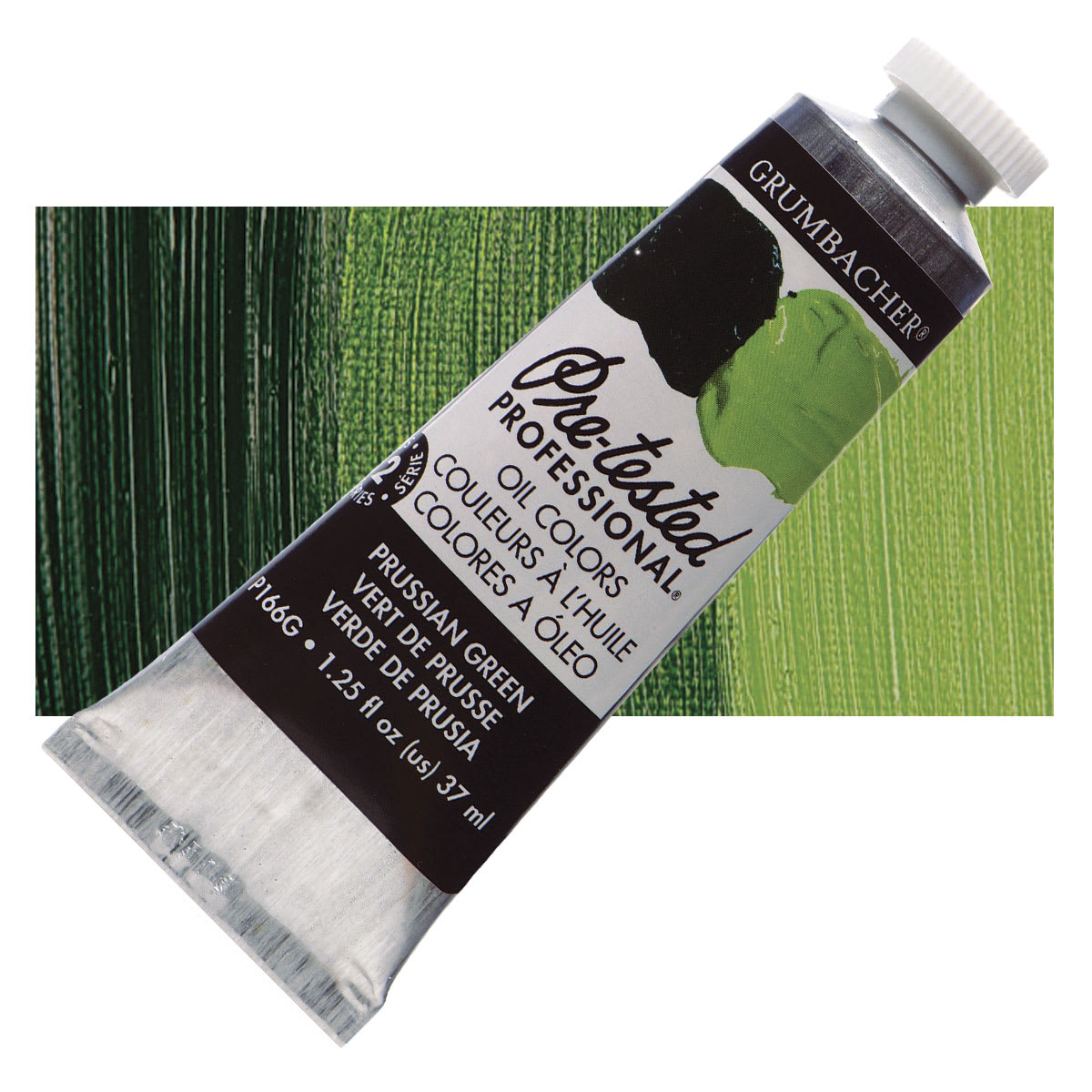 Grumbacher Pre-Tested Artists' Oil Color - Prussian Green, 1.25 oz tube and swatch