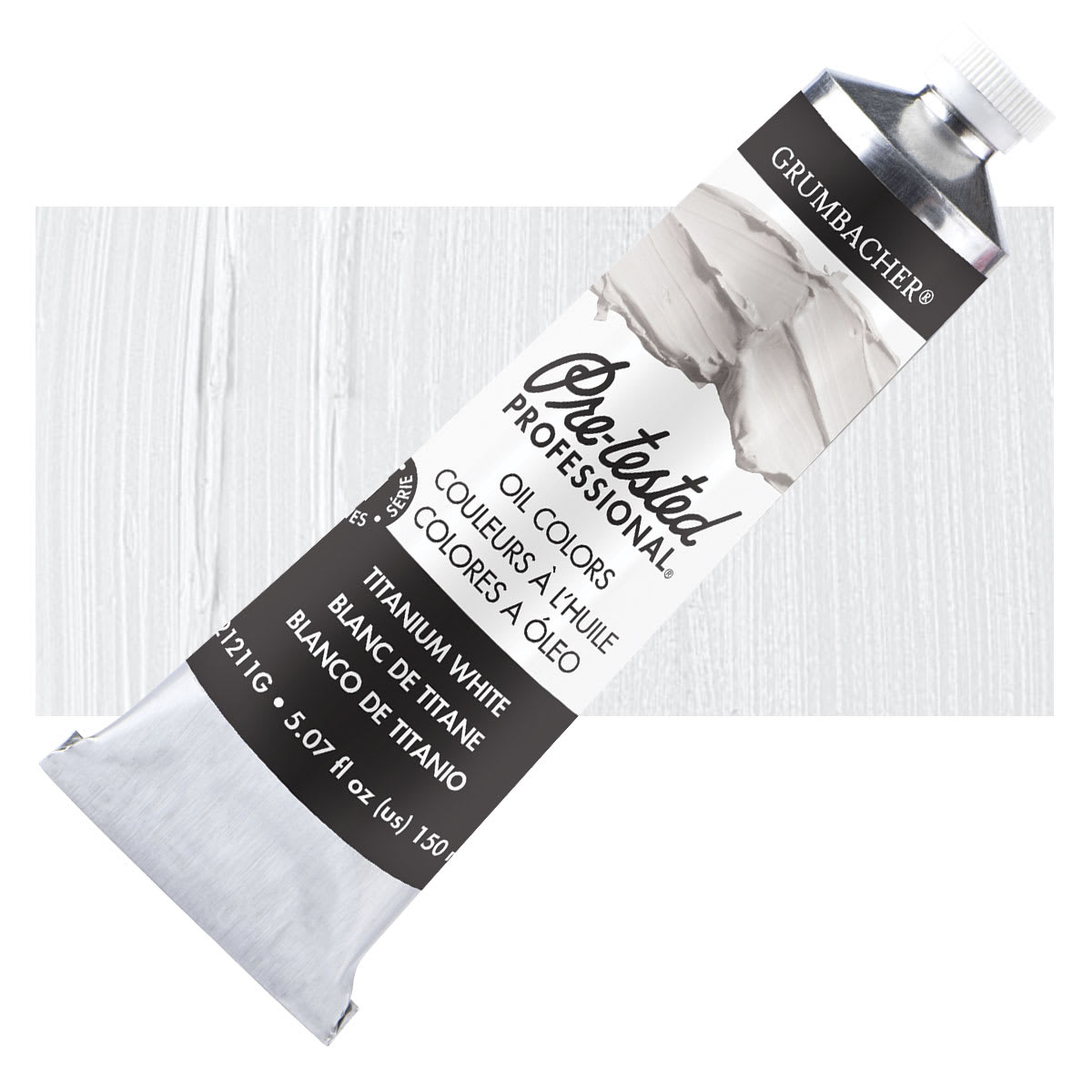 Grumbacher Pre-Tested Artists' Oil Color - Titanium White, 5 oz tube and swatch