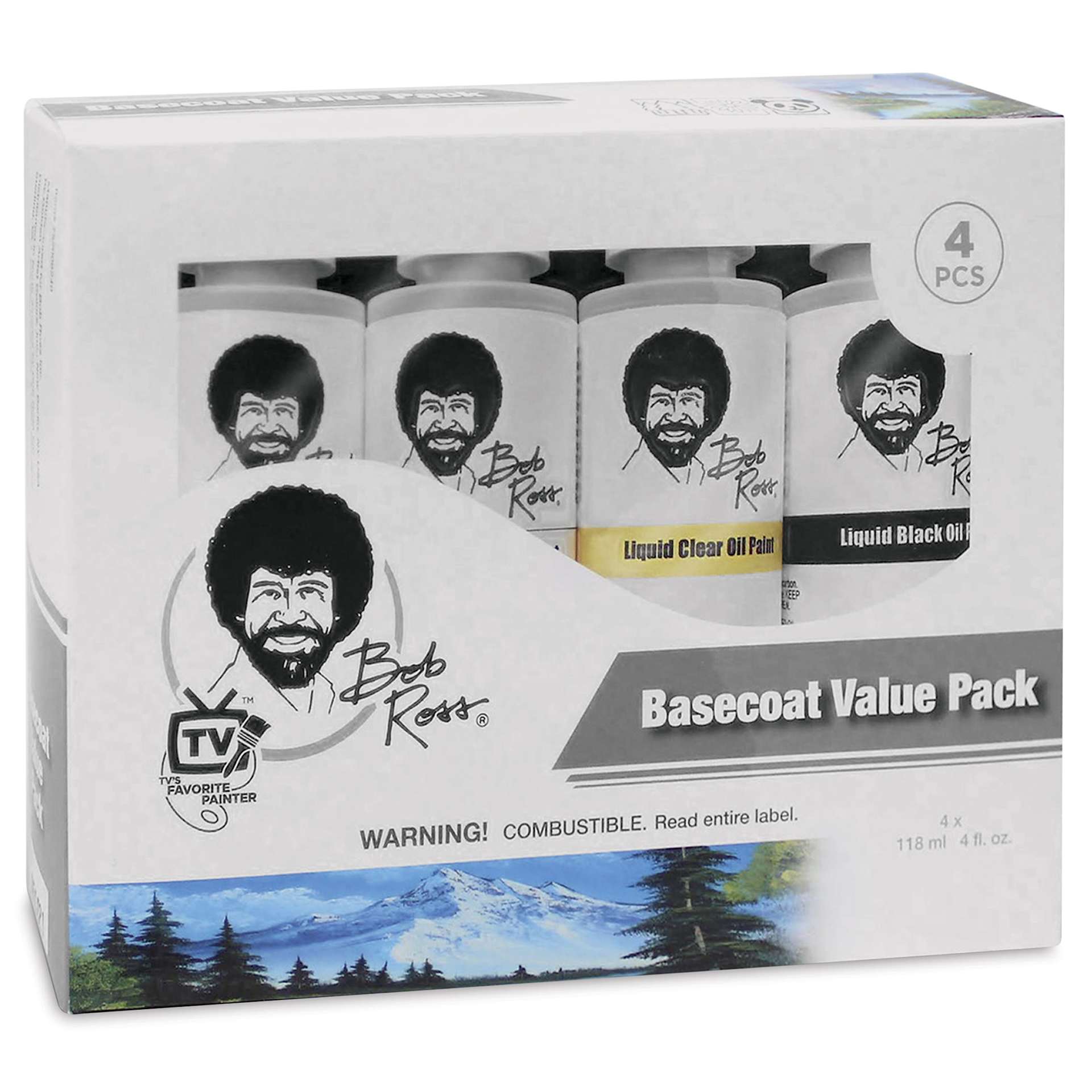 Bob Ross Mediums To Go - 4 oz, Set of 4 bottles front of package Bob Ross Mediums To Go - 4 oz, Set of 4 bottles front of package