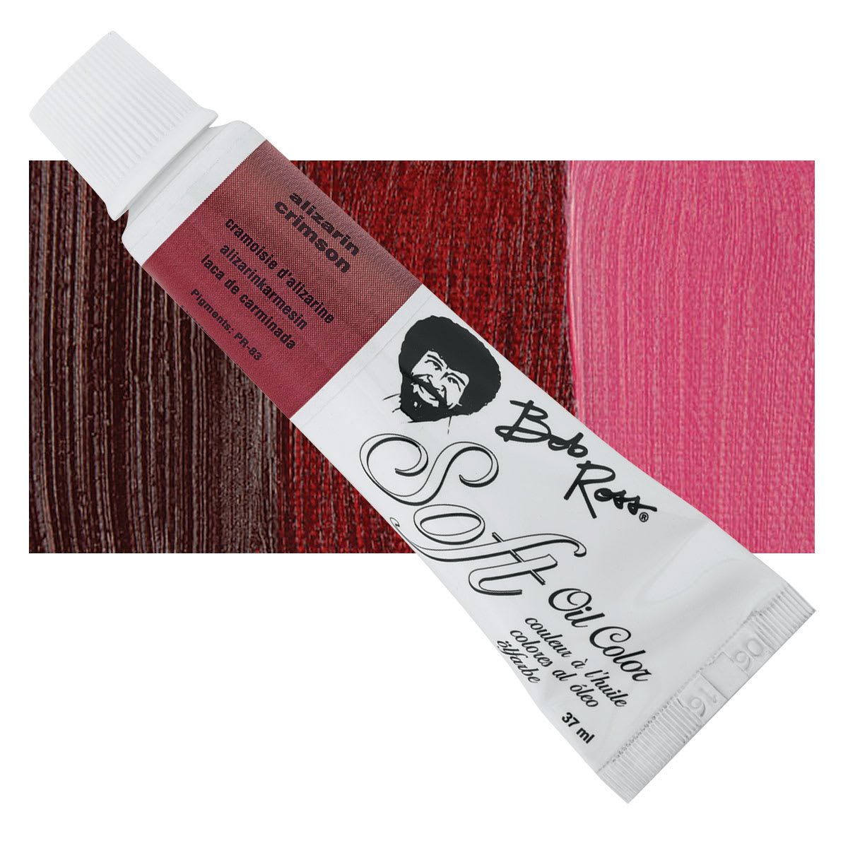 Bob Ross Soft Oil Color - Alizarin Crimson, 1.25 oz tube and swatch