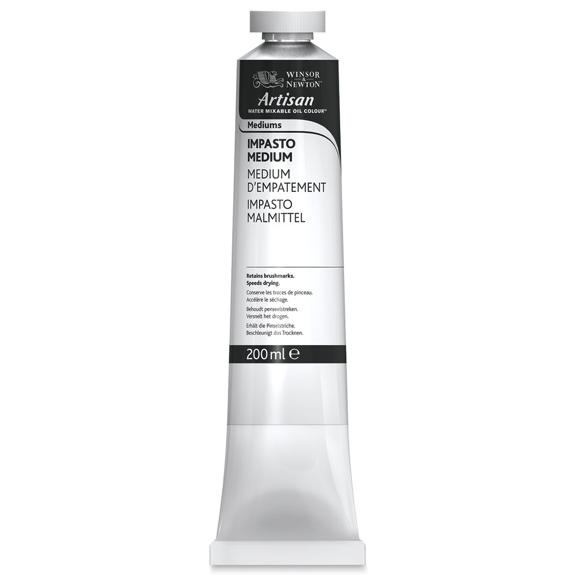 Winsor & Newton Artisan Water Mixable Oil Impasto Medium - 200 ml tube shown upright
