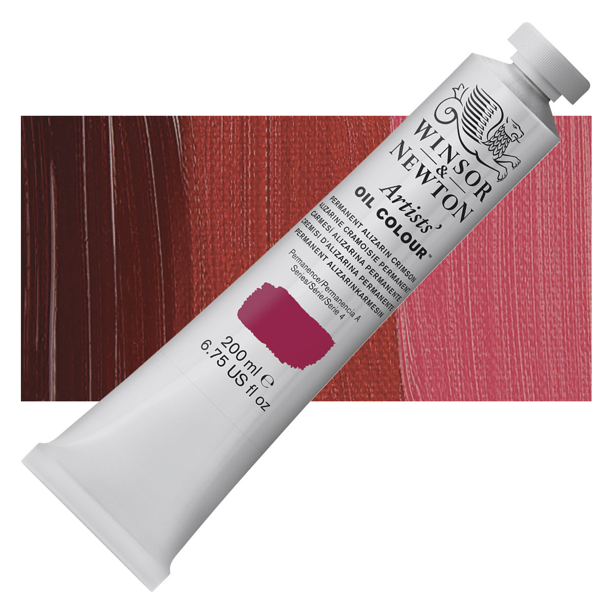 Winsor & Newton Artists' Oil Color - Permanent Alizarin Crimson Hue, 200 ml, tube and swatch
