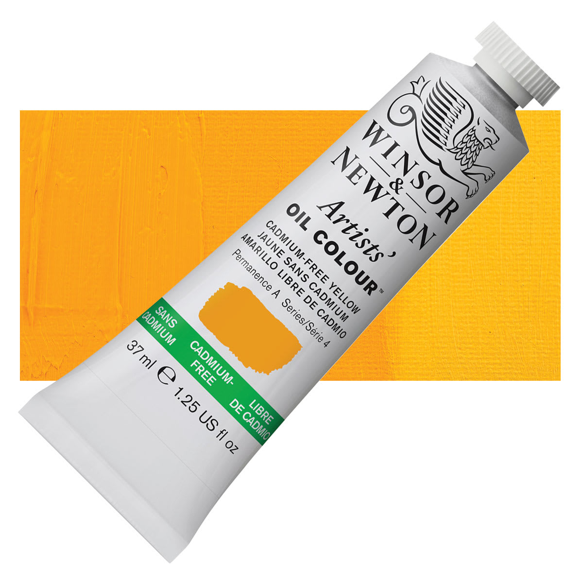 Winsor & Newton Artists' Oil Color - Cadmium Free Yellow, 37 ml, Tube and swatch Winsor & Newton Artists' Oil Color - Cadmium Free Yellow, 37 ml, Tube and swatch