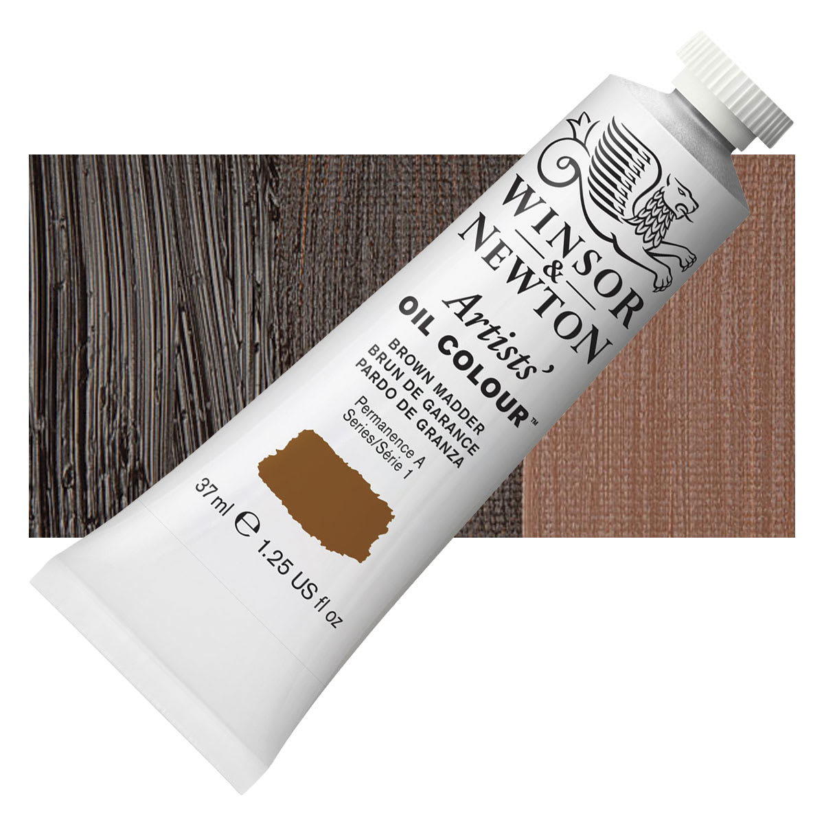 Winsor & Newton Artists' Oil Color - Brown Madder, 37 ml tube and swatch