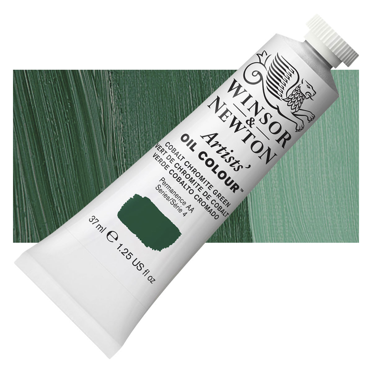 Winsor & Newton Artists' Oil Color - Cobalt Chromite Green, 37 ml tube and swatch