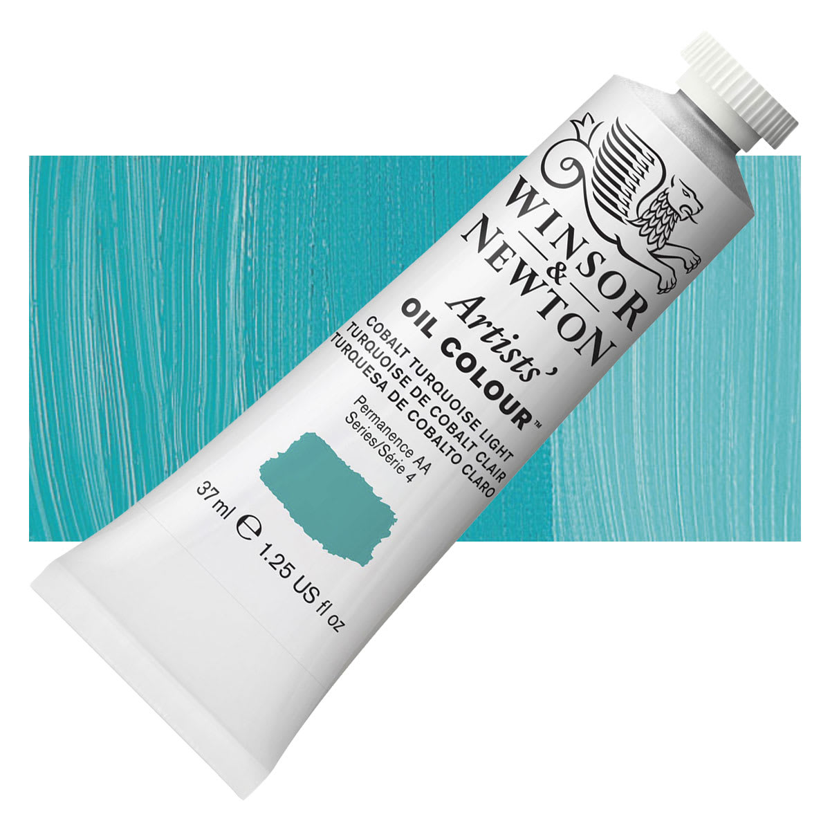 Winsor & Newton Artists' Oil Color - Cobalt Turquoise Light, 37 ml tube and swatch
