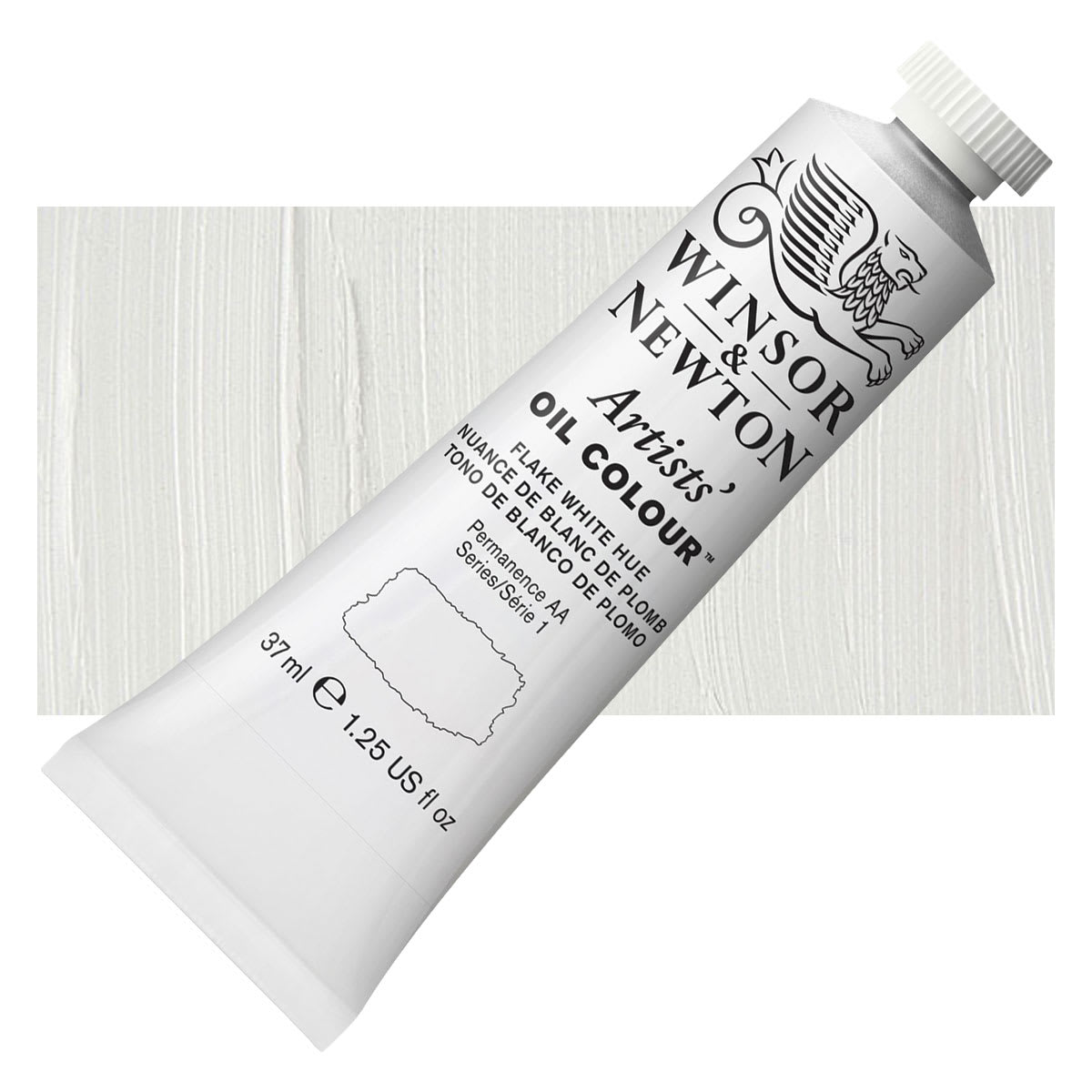 Winsor & Newton Artists' Oil Color - Flake White Hue, 37 ml tube and swatch