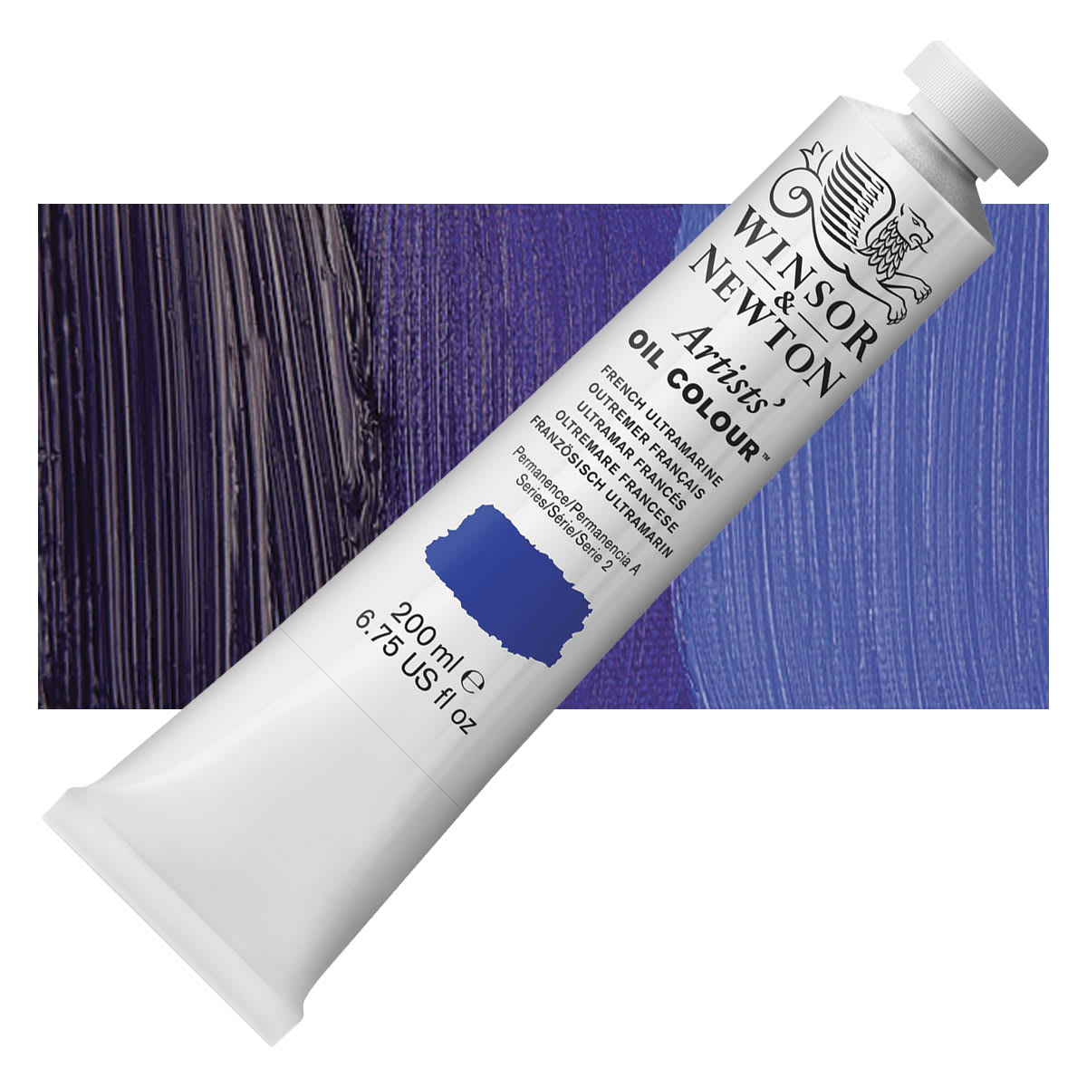 Winsor & Newton Artists' Oil Color - French Ultramarine, 200 ml tube and swatch
