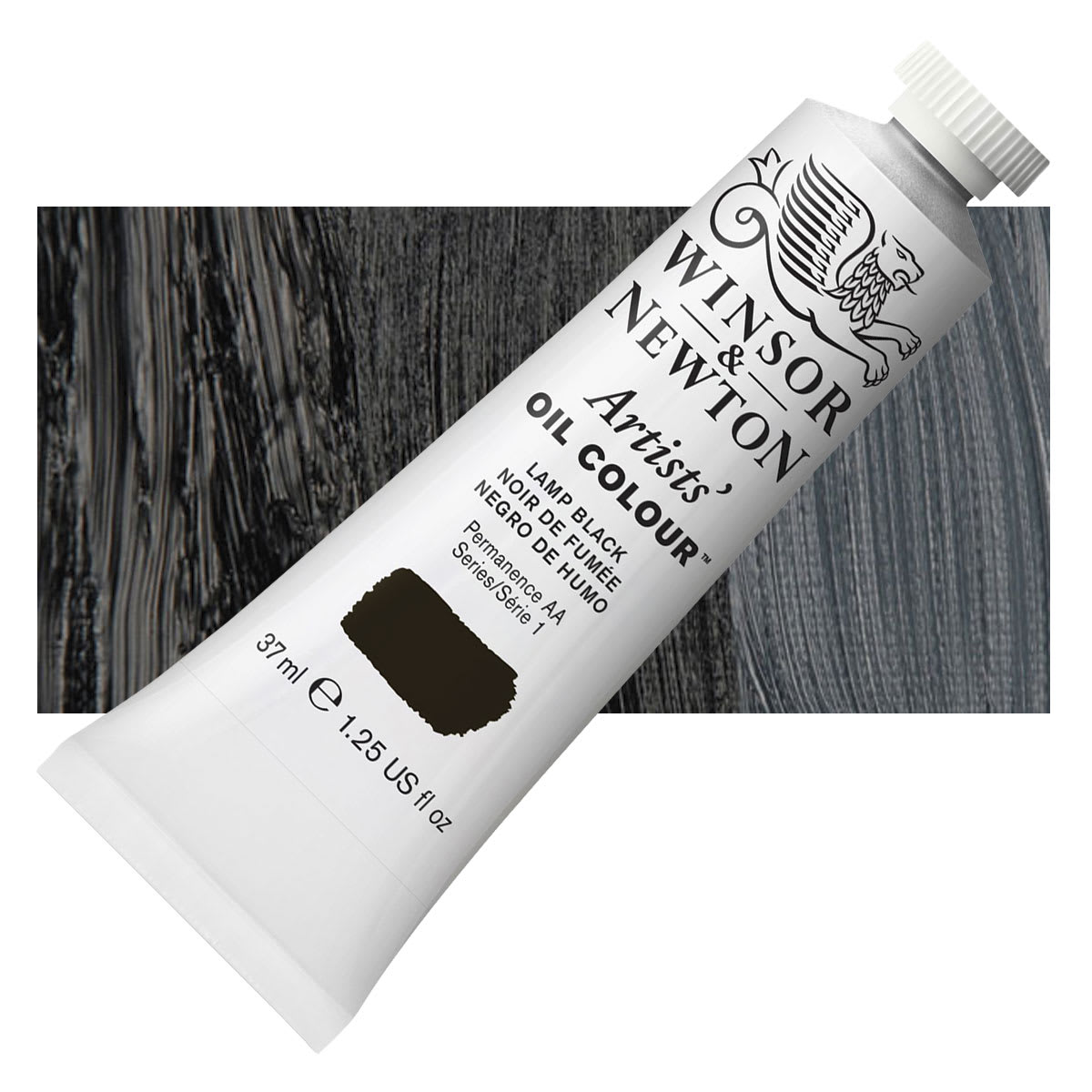 Winsor & Newton Artists' Oil Color - Lamp Black, 37 ml tube and swatch Winsor & Newton Artists' Oil Color - Lamp Black, 37 ml tube and swatch