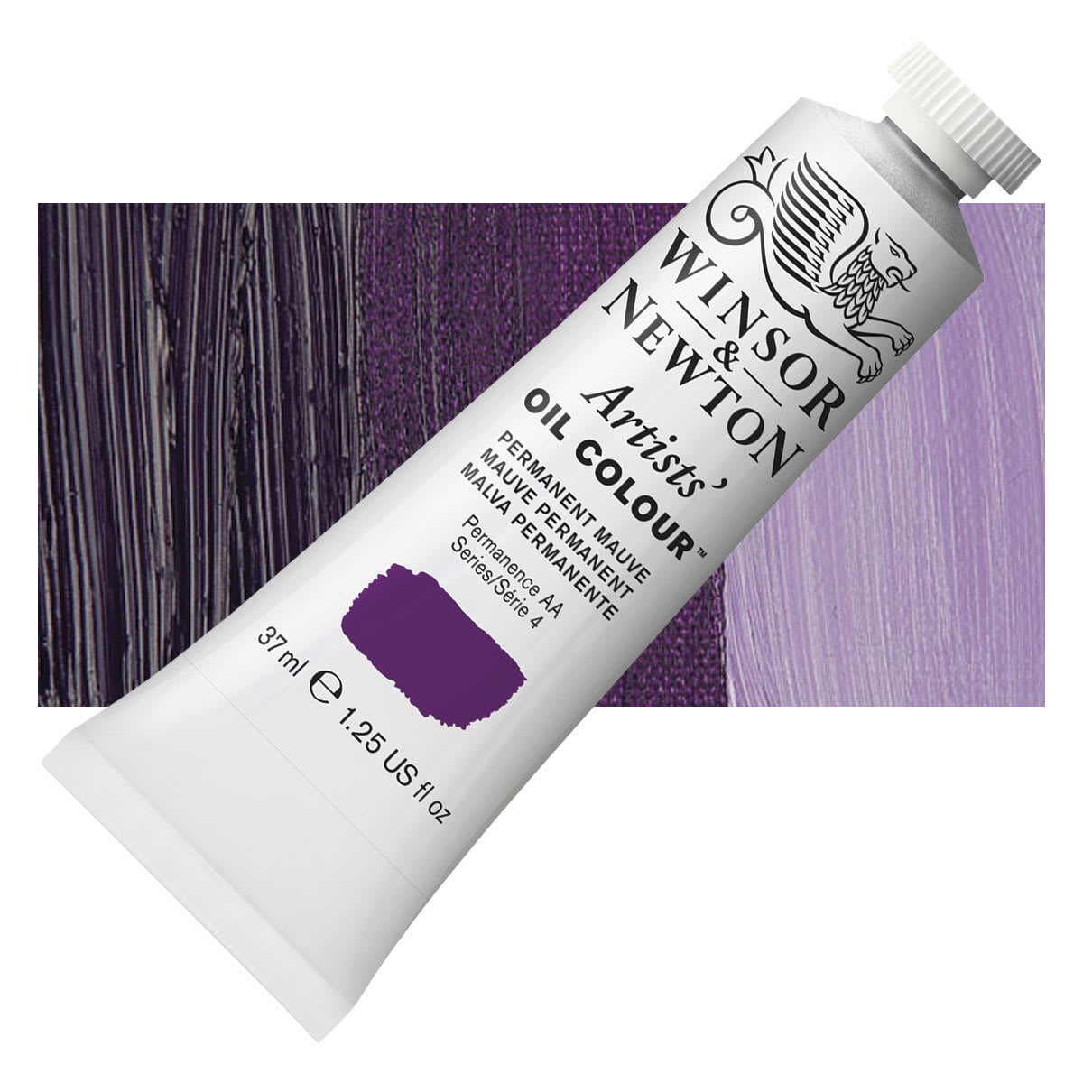 Winsor & Newton Artists' Oil Color - Permanent Mauve, 37 ml tube and swatch