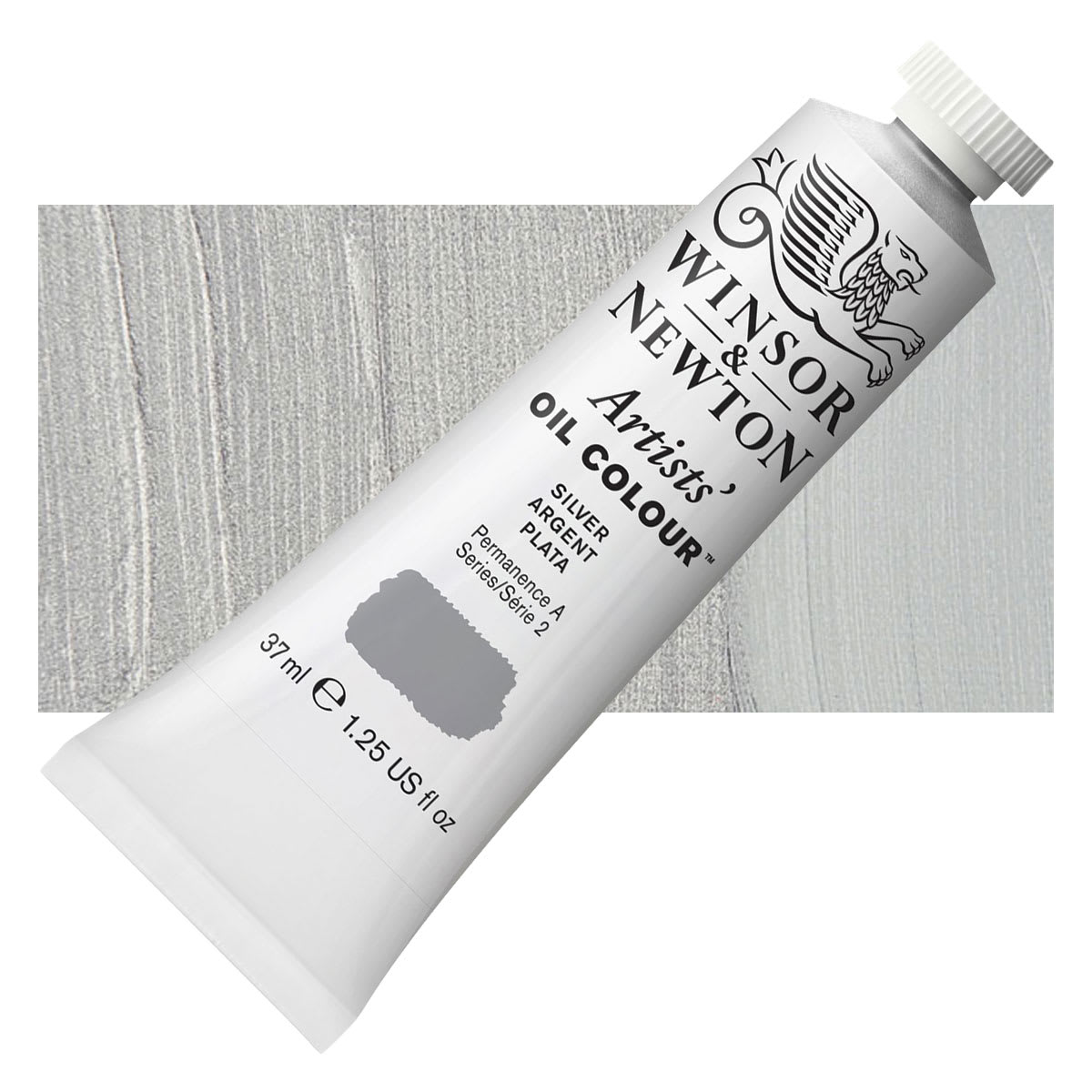 Winsor & Newton Artists' Oil Color - Silver, 37 ml tube and swatch