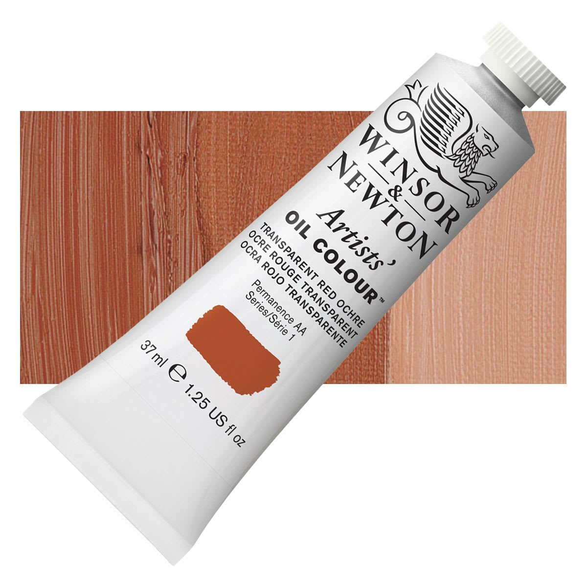 Winsor & Newton Artists' Oil Color - Transparent Red Ochre, 37 ml tube and swatch Winsor & Newton Artists' Oil Color - Transparent Red Ochre, 37 ml tube and swatch