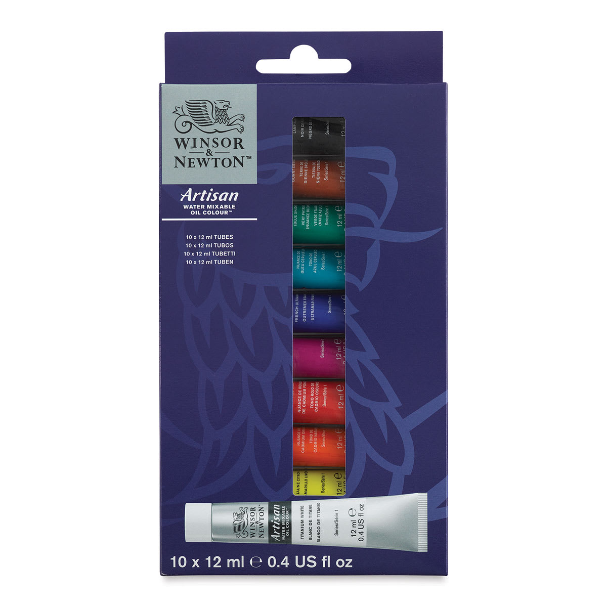 Winsor & Newton Artisan Water Mixable Oil Paint - Set of 10, Assorted Colors, 12 ml, Tubes (Front of packaging)