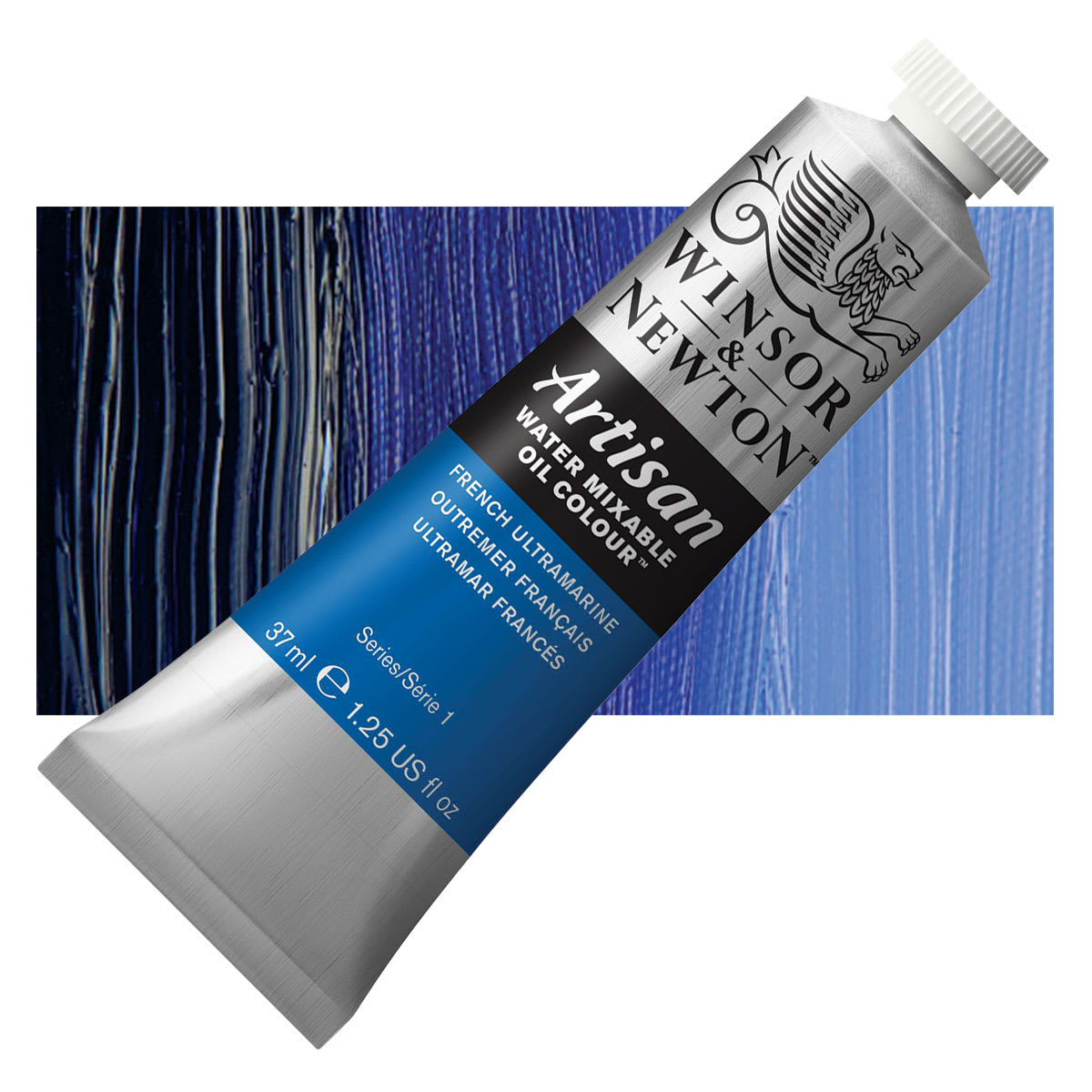 Winsor & Newton Artisan Water Mixable Oil Paint - French Ultramarine, 37 ml tube and swatch