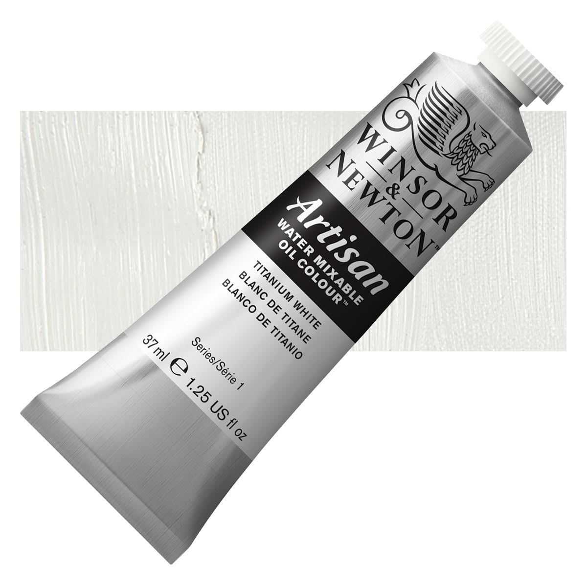 Winsor & Newton Artisan Water Mixable Oil Paint - Titanium White, 37 ml tube and swatch Winsor & Newton Artisan Water Mixable Oil Paint - Titanium White, 37 ml tube and swatch