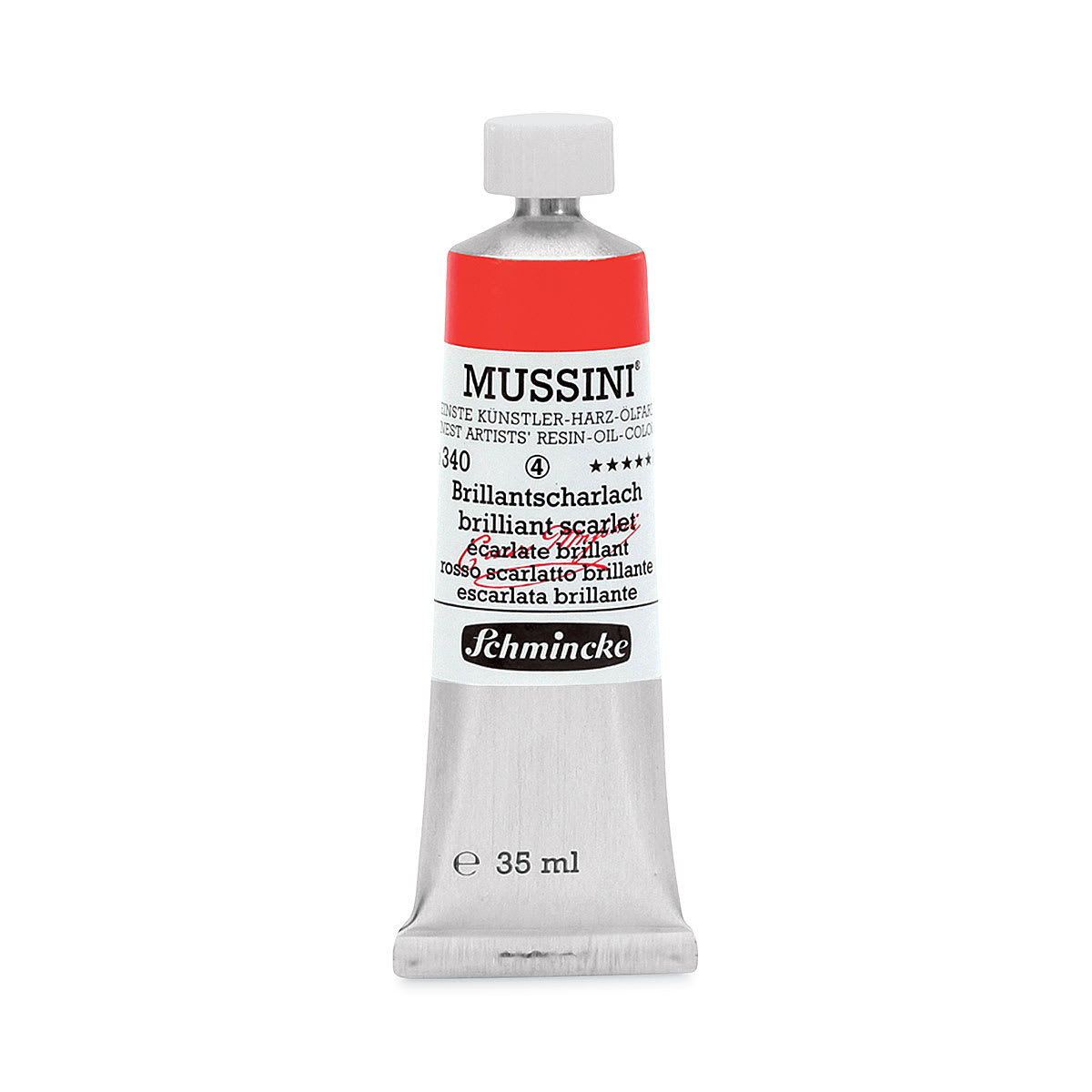 Schmincke Mussini Oil Color - Semi-Transparent, Brilliant Scarlet, 35 ml tube