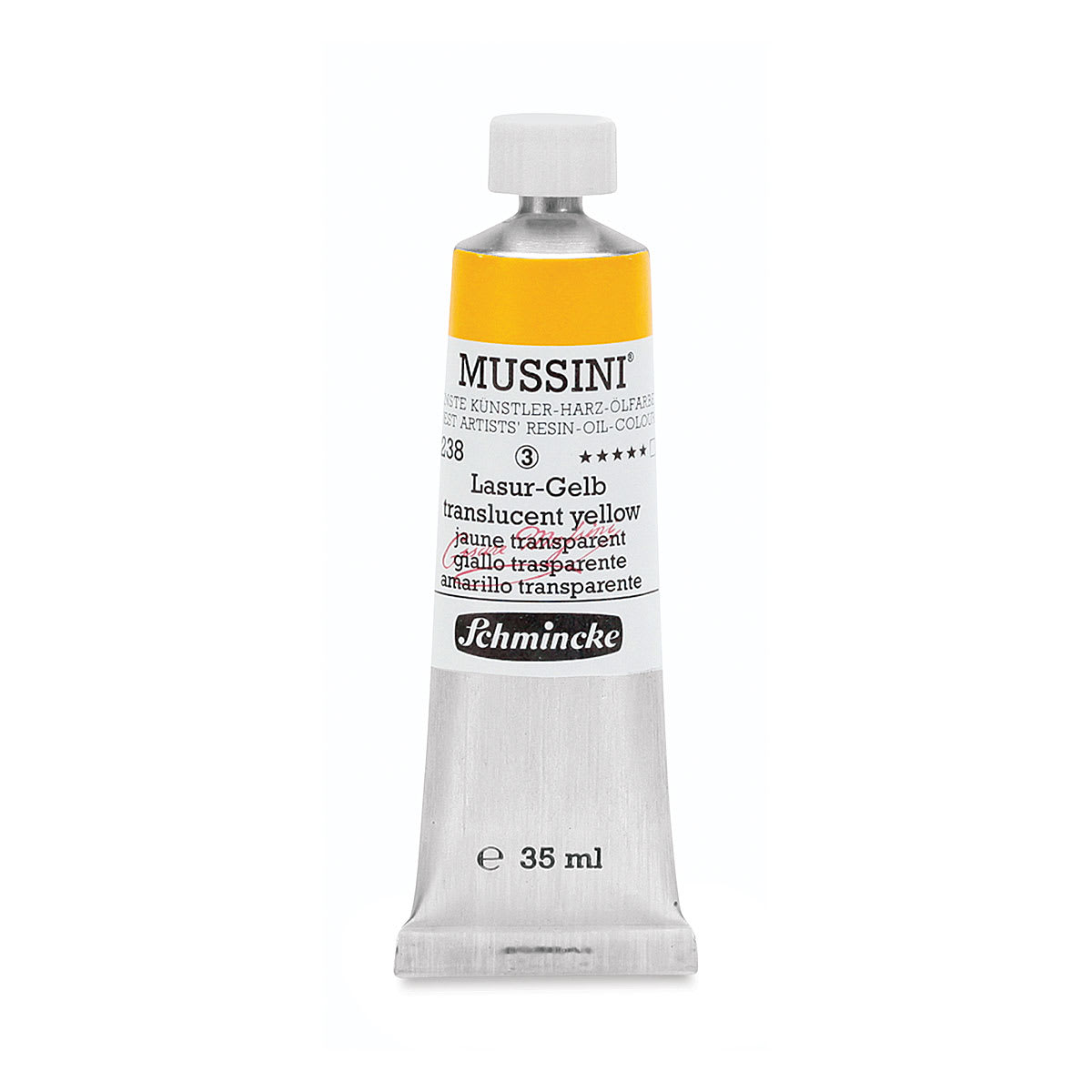 Schmincke Mussini Oil Colors - Translucent Yellow, 35 ml tube Schmincke Mussini Oil Colors - Translucent Yellow, 35 ml tube
