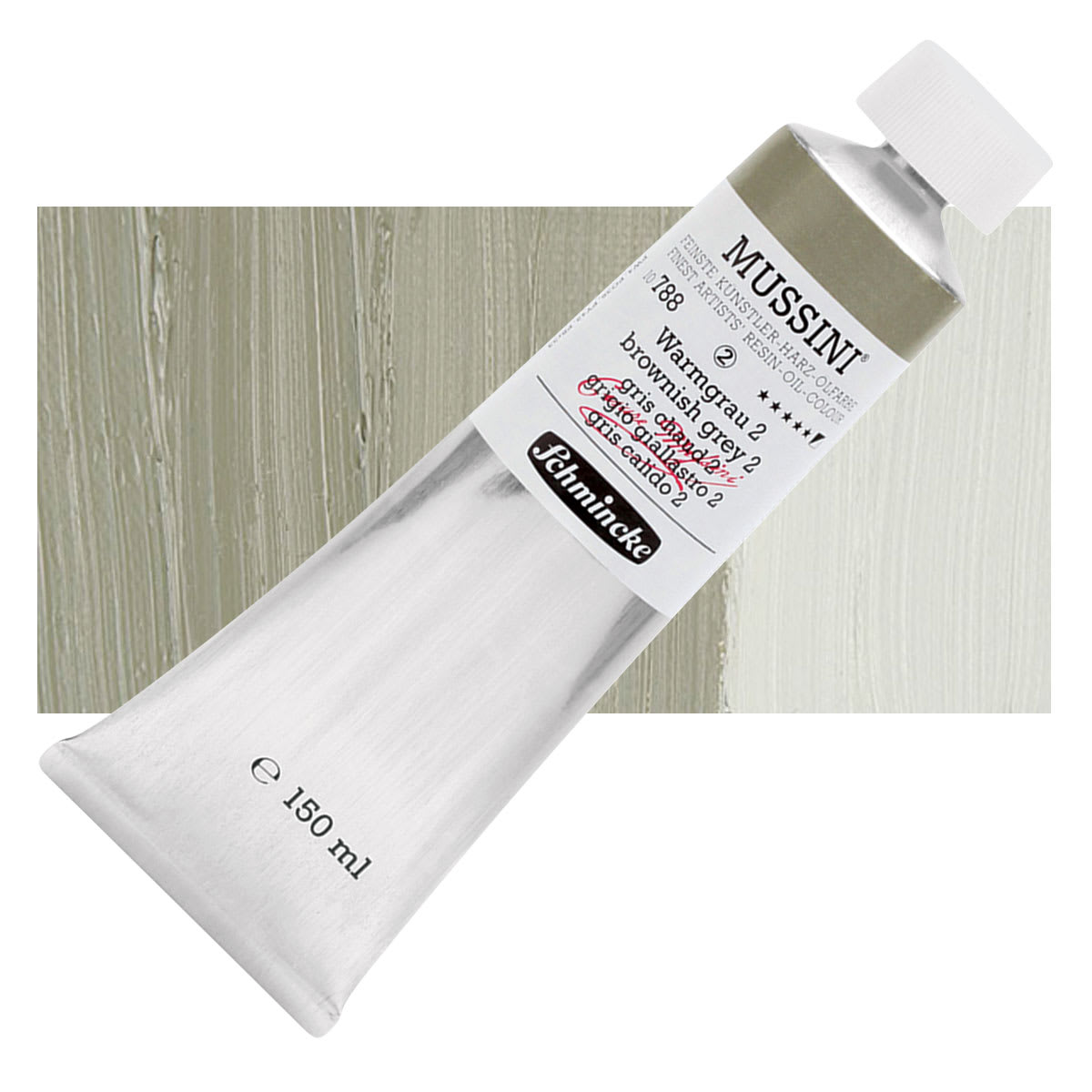 Schmincke Mussini Oil Color - Brownish Gray 2, 150 ml, Tube and swatch