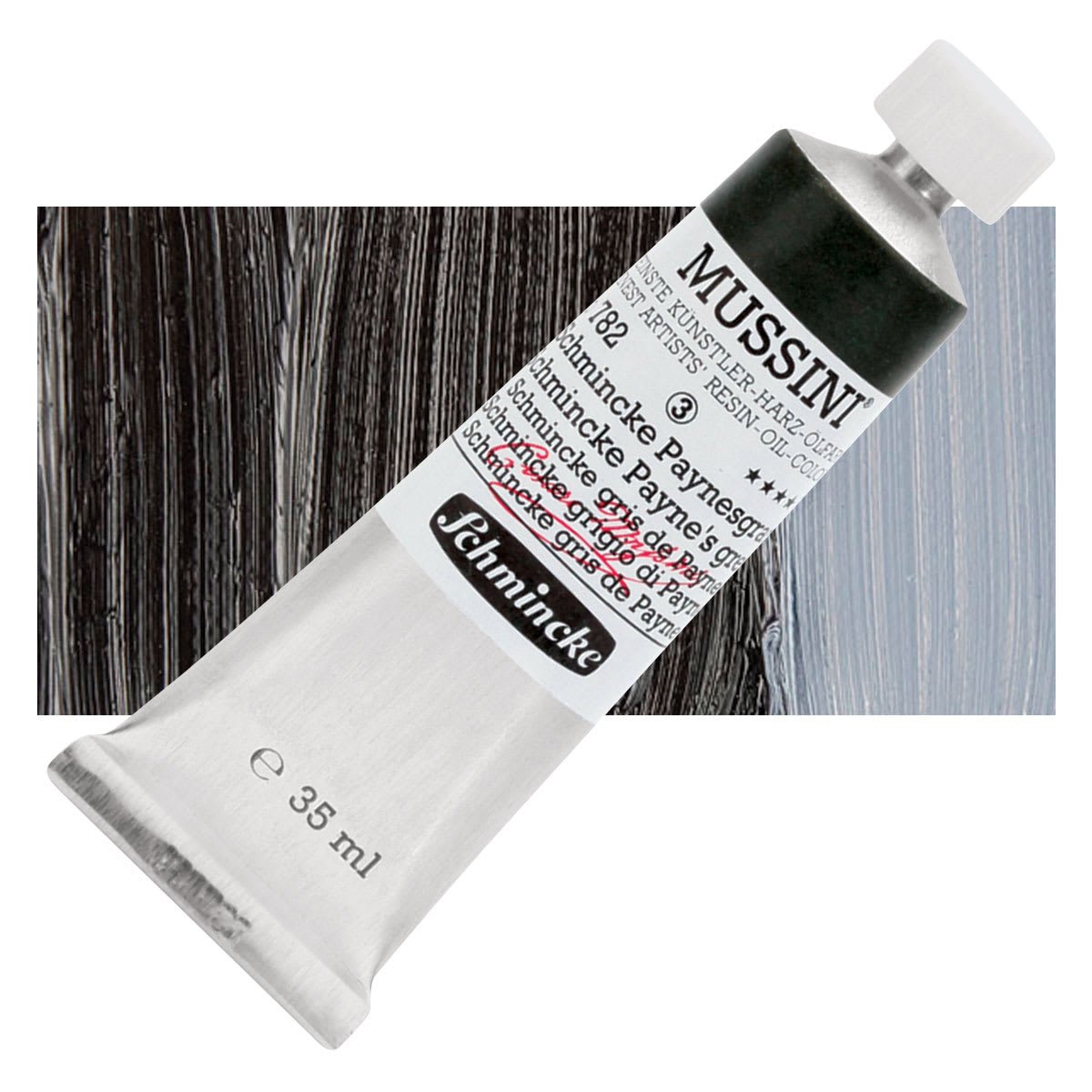 Schmincke Mussini Oil Color - Schminke Payne's Gray, 35 ml tube and swatch